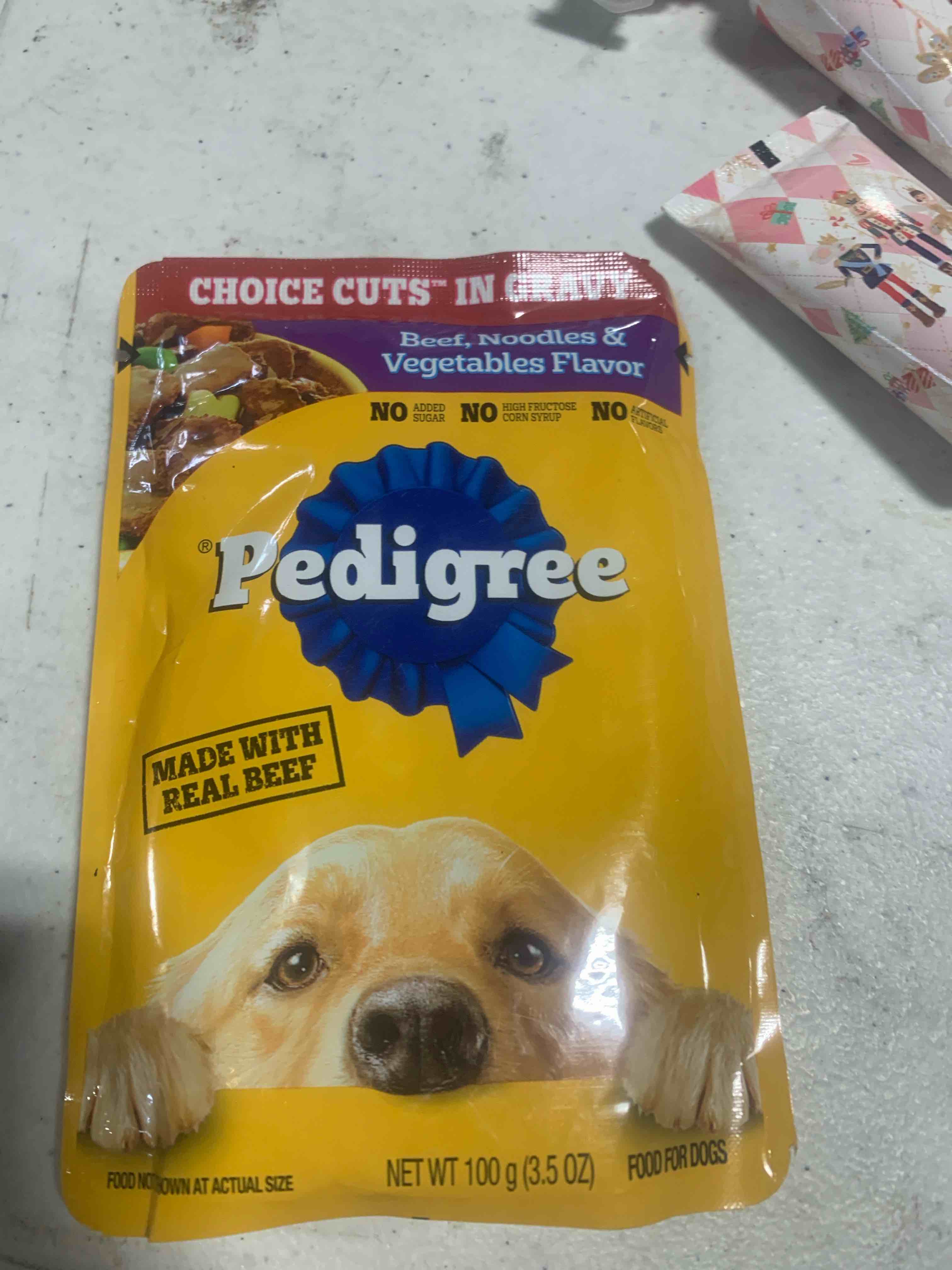 Condition photo showing New/Like New for Pedigree Choice Cuts in Gravy Beef & Vegetables in Flavor Sauce Adult Dog Food Pouch, 3.5 Oz.