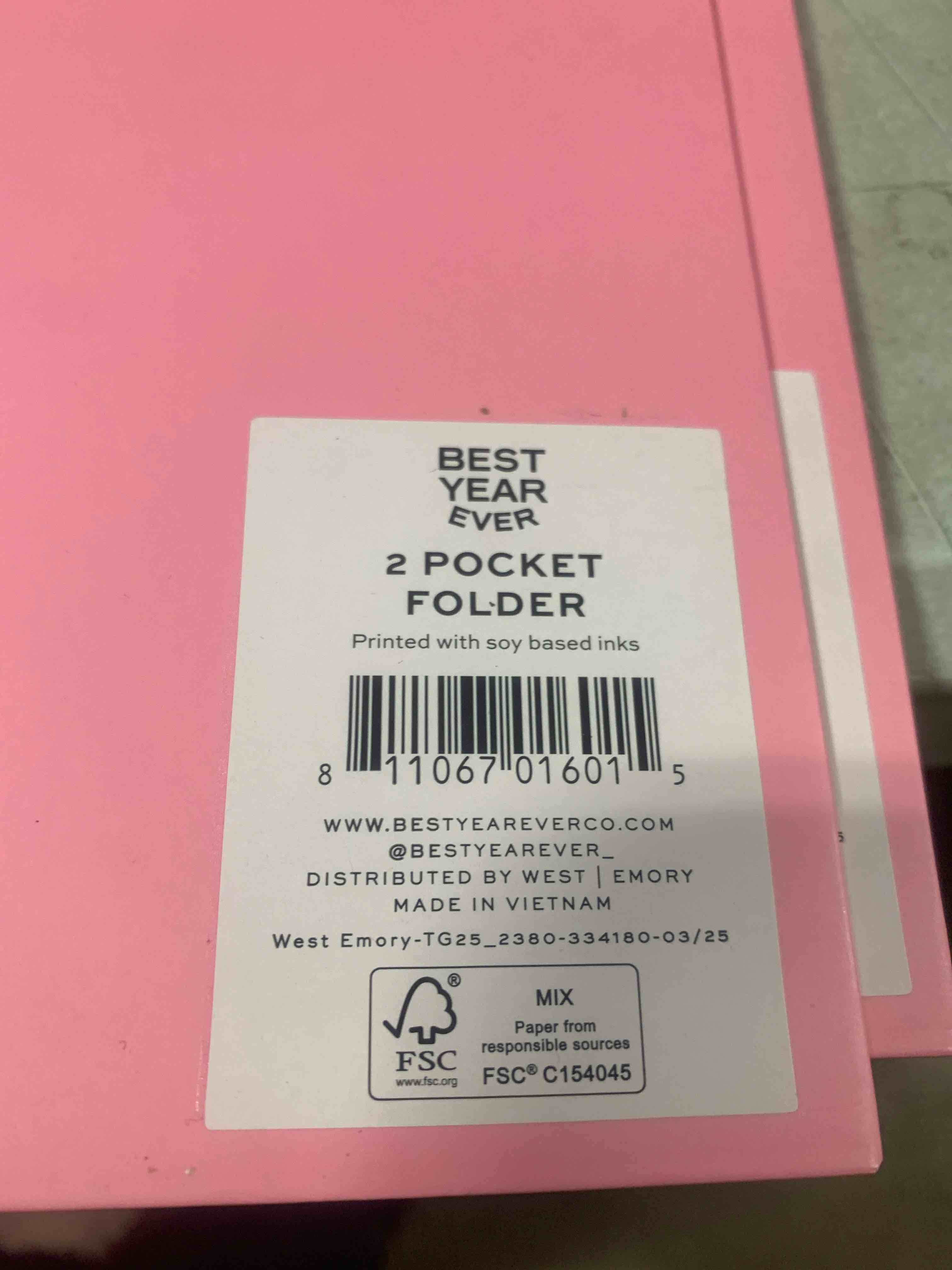 Condition photo showing New/Like New for Best Year Ever 2 Pocket Paper Folder Bubblegum and Tangerine, School Supplies