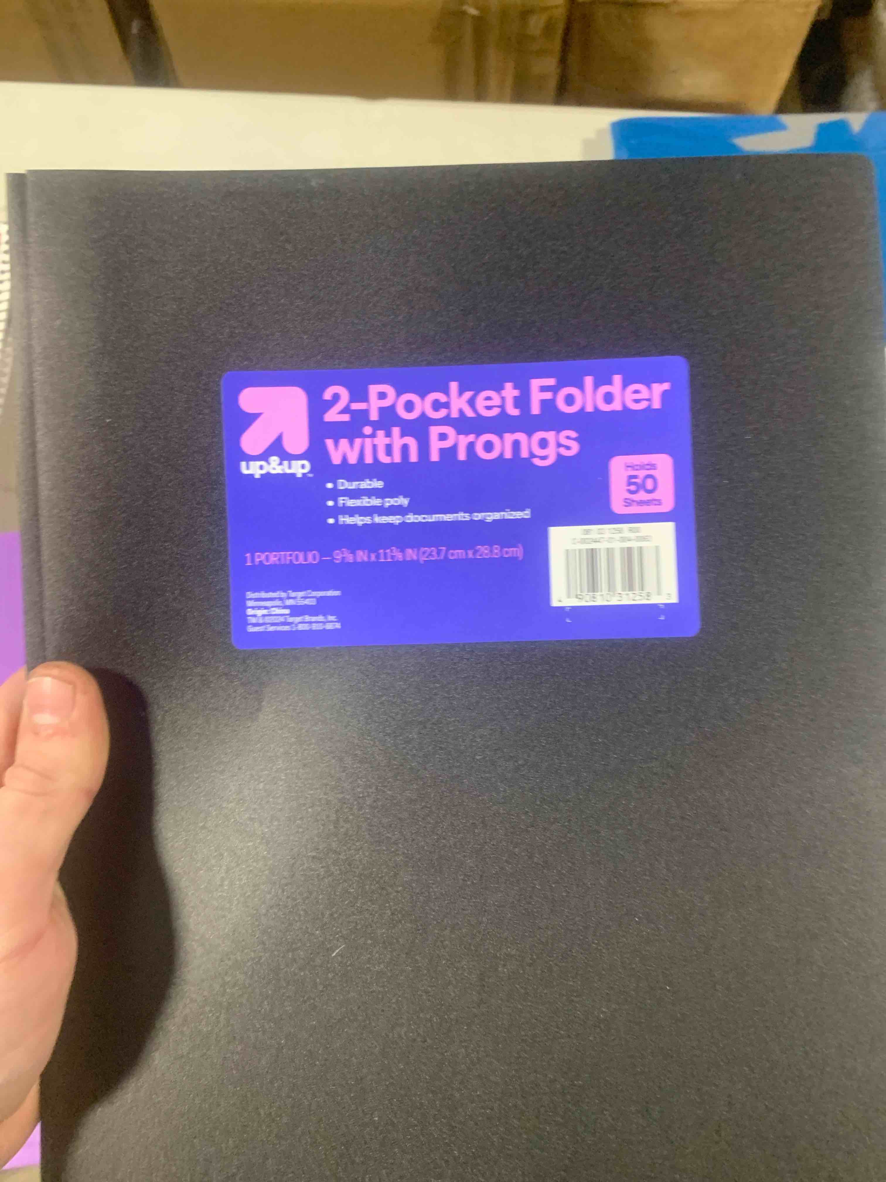 Condition photo showing New/Like New for 2 Pocket Plastic Folder with Prongs Black - up & up™