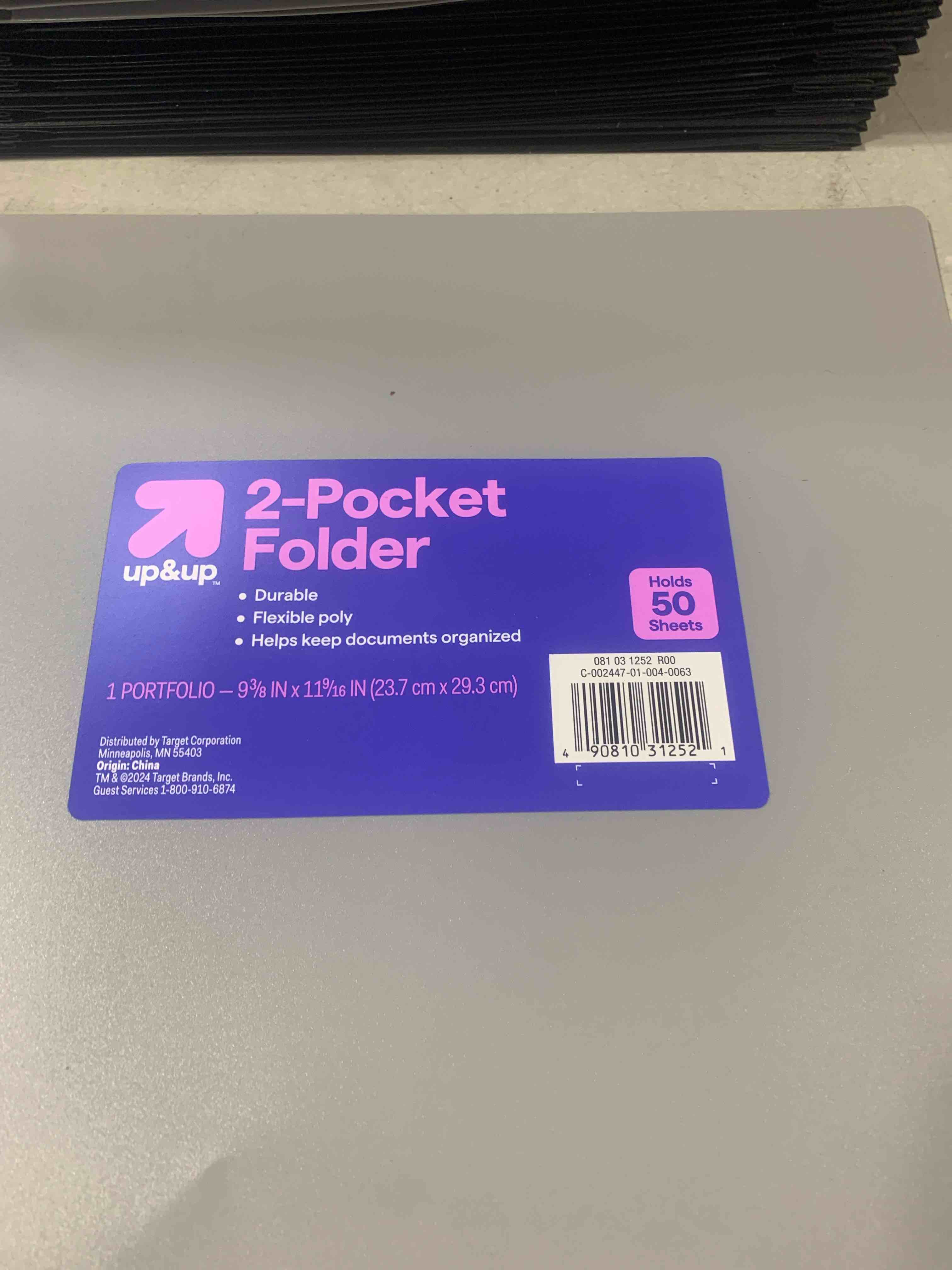 Condition photo showing New/Like New for 2 Pocket Plastic Folder Gray - up & up™