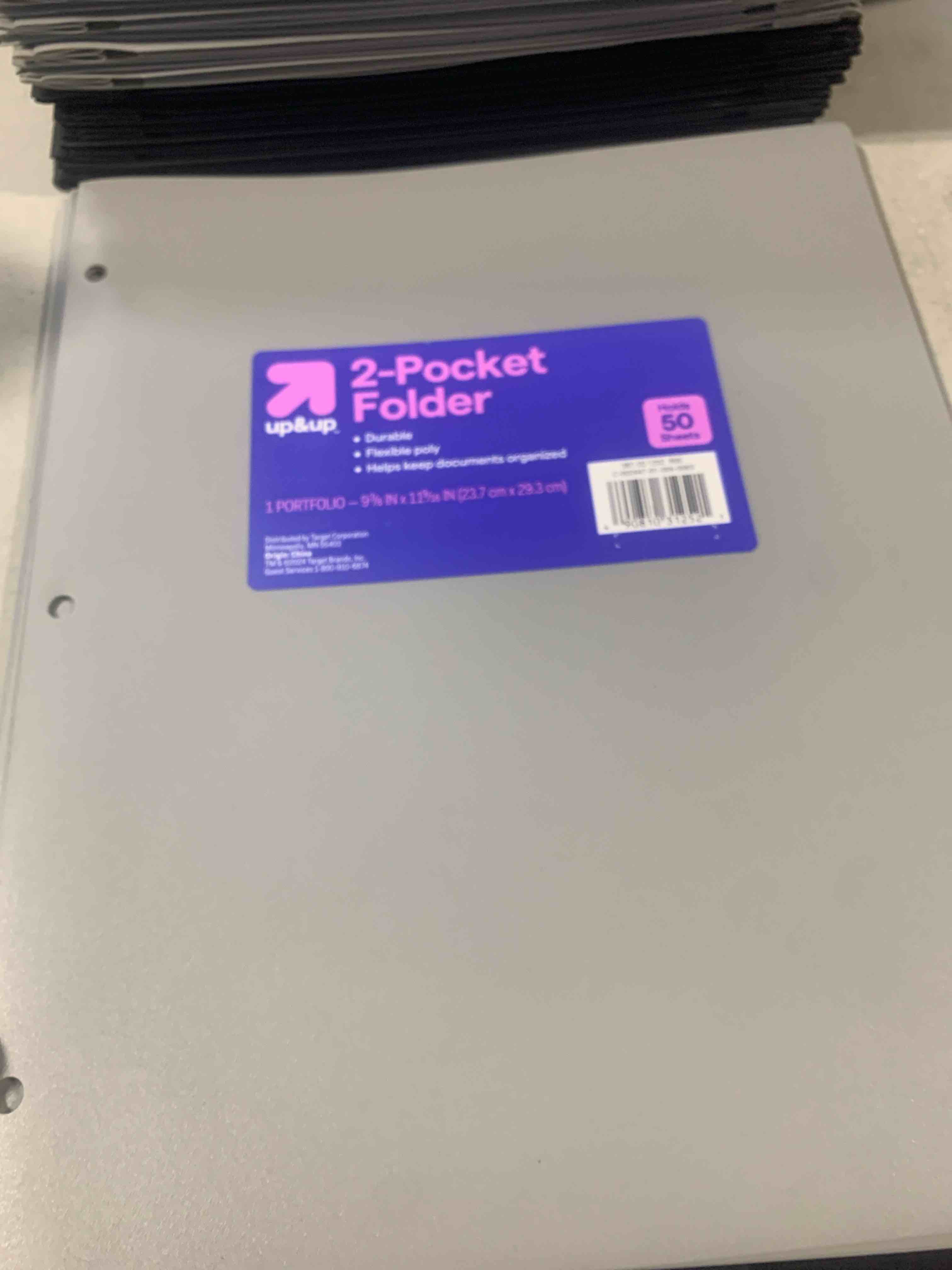 Condition photo showing New/Like New for 2 Pocket Plastic Folder Gray - up & up™