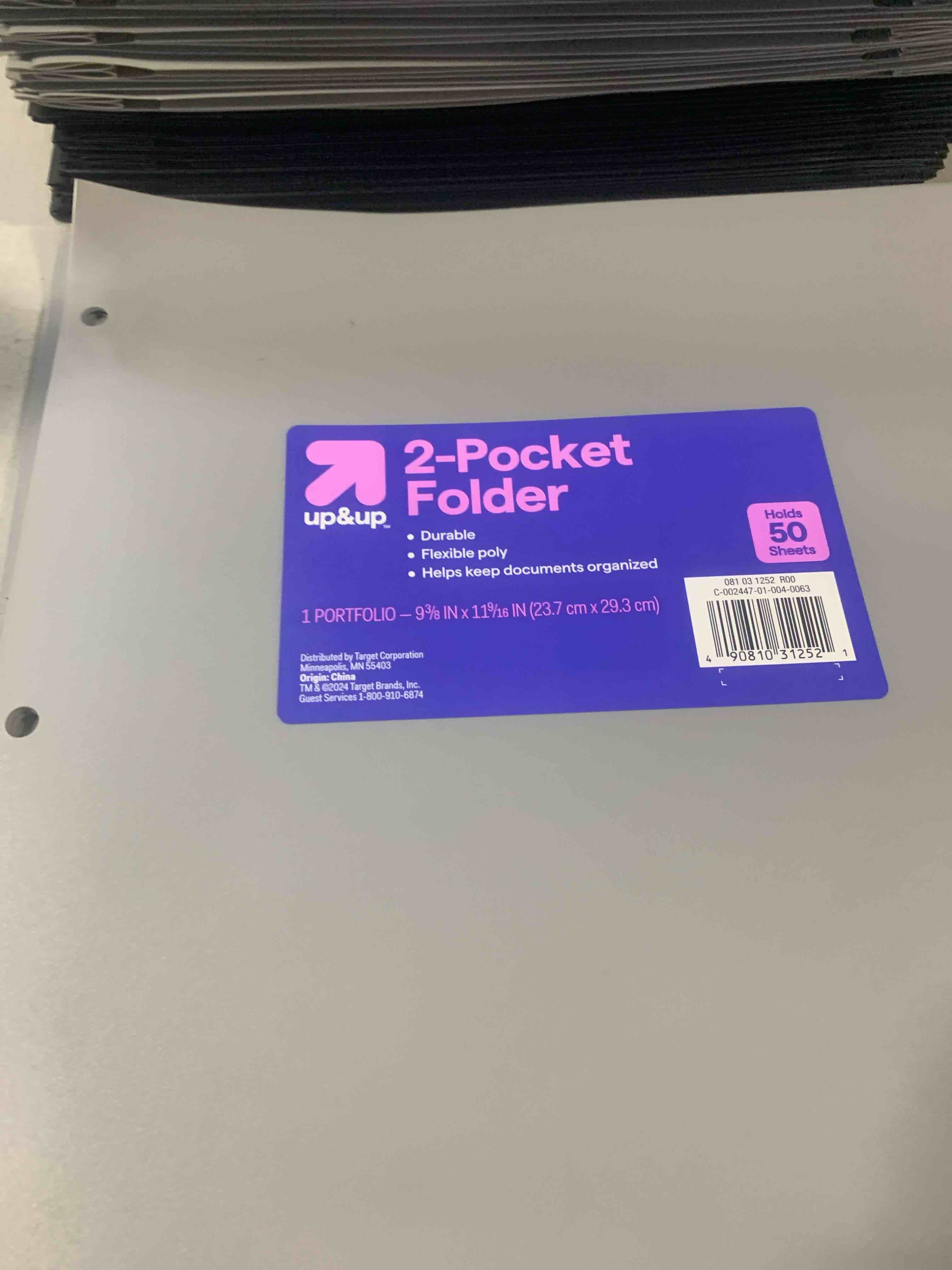 Condition photo showing New/Like New for 2 Pocket Plastic Folder Gray - up & up™