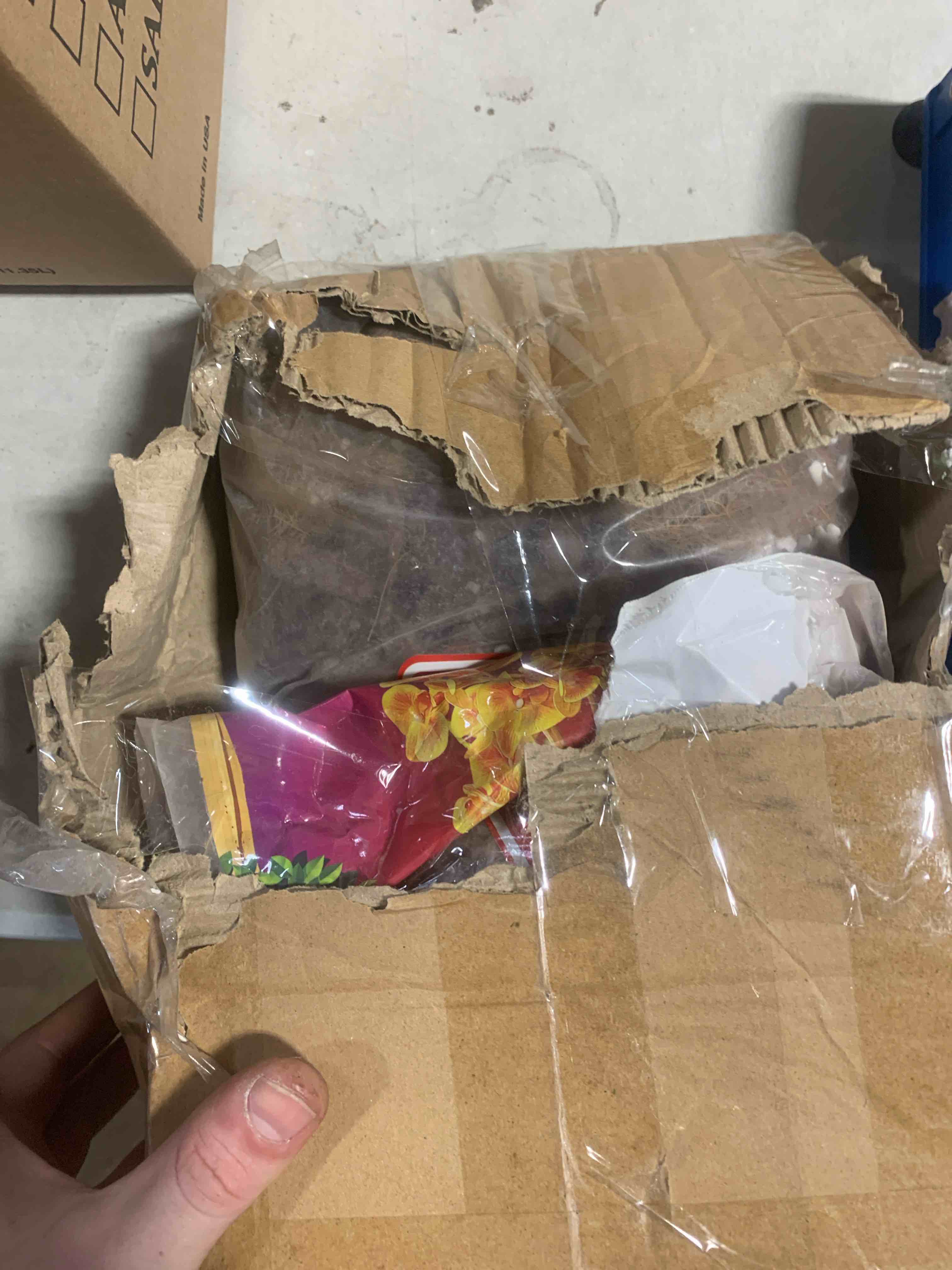 Condition photo showing As Is for Orchid Potting Mix for Repotting - Pine Bark Mulch, Perlite Stone & Coco Fiber Natural Ingredients - Orchid Bark Potting Mix, Orchid Repotting Kit Drainage Indoor Potting Medium (8 Quarts)