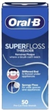 Oral-B Super Floss Threader Dental Floss, Pre-Cut Strands, 50 Count – Mint Flavor (Packaging May Vary)