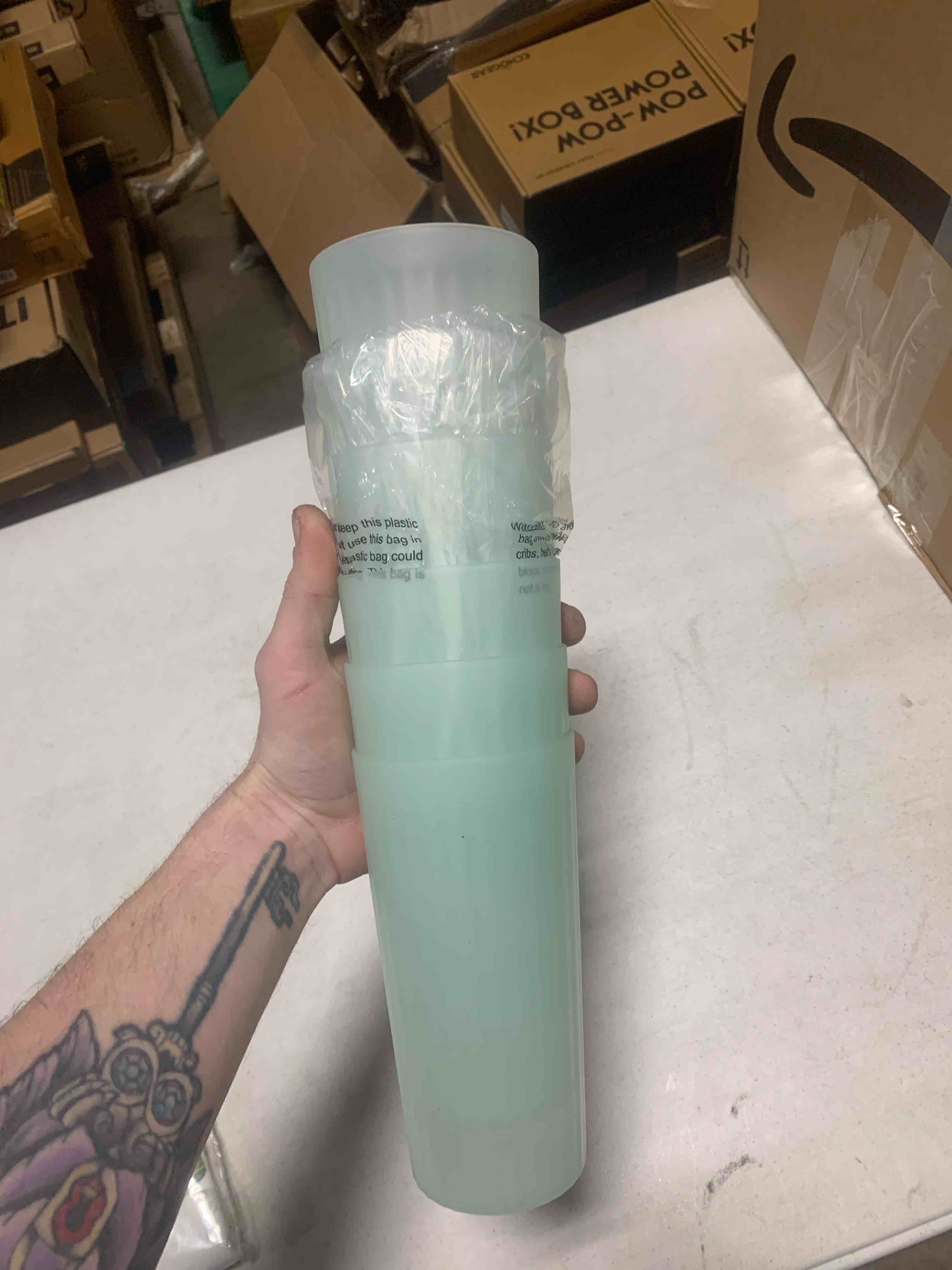 Condition photo showing New/Like New for (PACK OF 6) 26 fl oz Plastic Tall Tumbler Mint Ribbed - Room Essentials™: Reusable Drinkware, Dishwasher & Microwave Safe