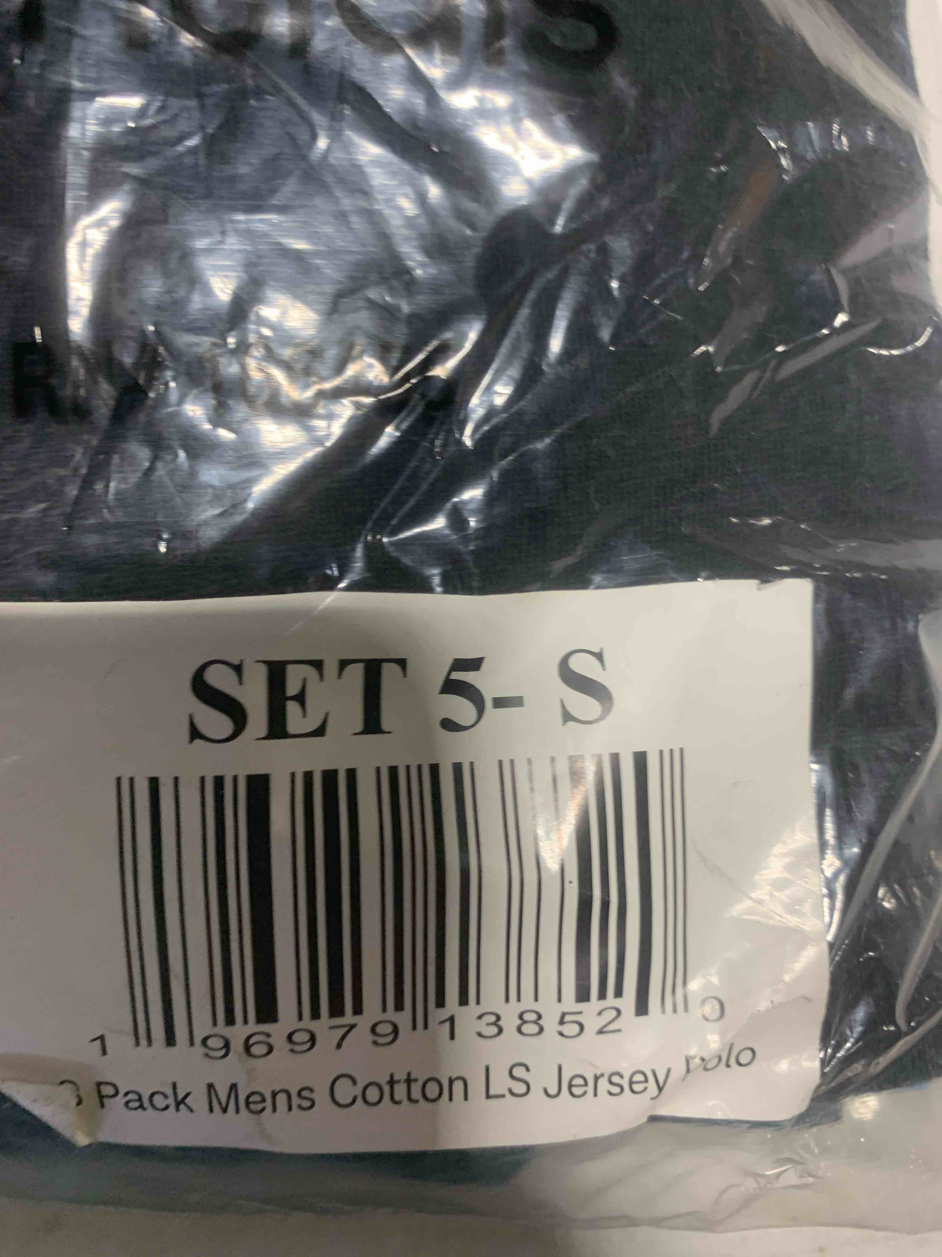 Condition photo showing New/Like New for Size Small Real Essentials 3 Pack Men s Cotton Jersey Long-Sleeve Polo Shirt - Casual Workwear Office (Available In Big & Tall)