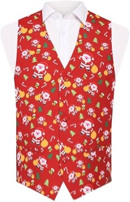 Condition photo showing New/Like New for GRAJTCIN Funny Christmas Vest for Men Fashion Cute Printing Xmas Party 2 PCS (Red Mini Santas, L)