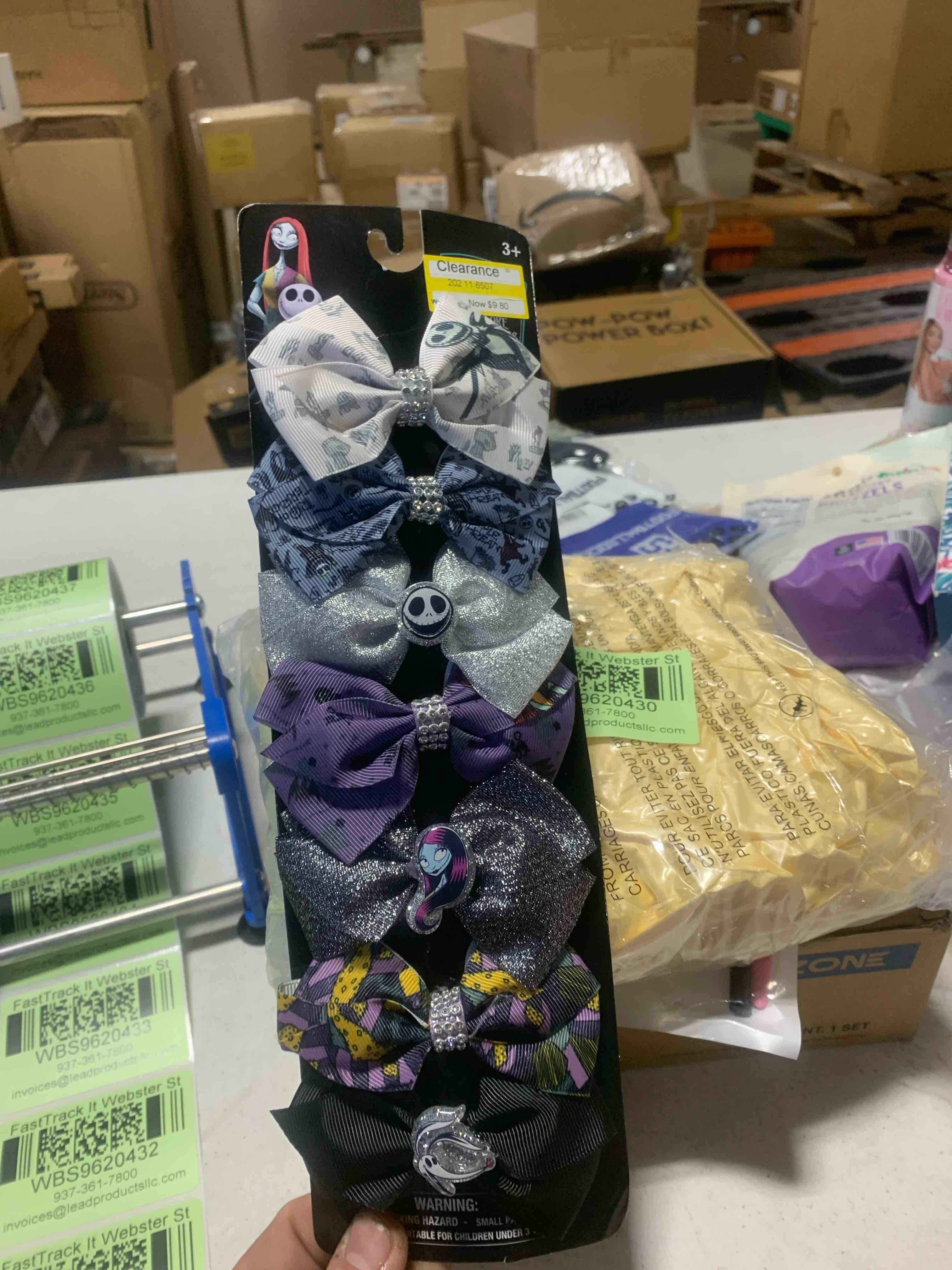 Condition photo showing New/Like New for Girls' Disney 7pk Nightmare Before Christmas Hair Bow Set