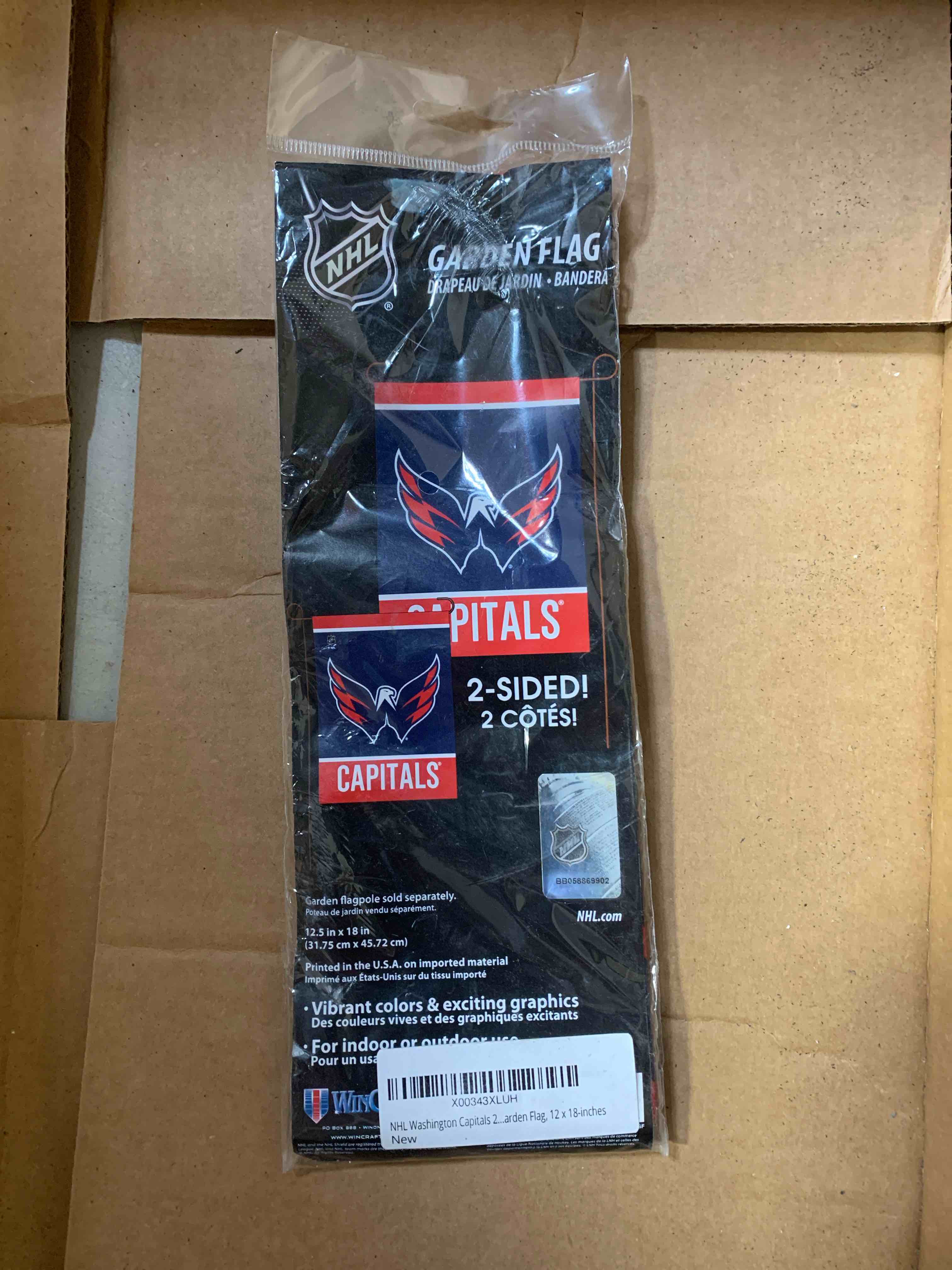 Condition photo showing Brand New for NHL Washington Capitals 2-Sided Garden Flag, 12 x 18-inches
