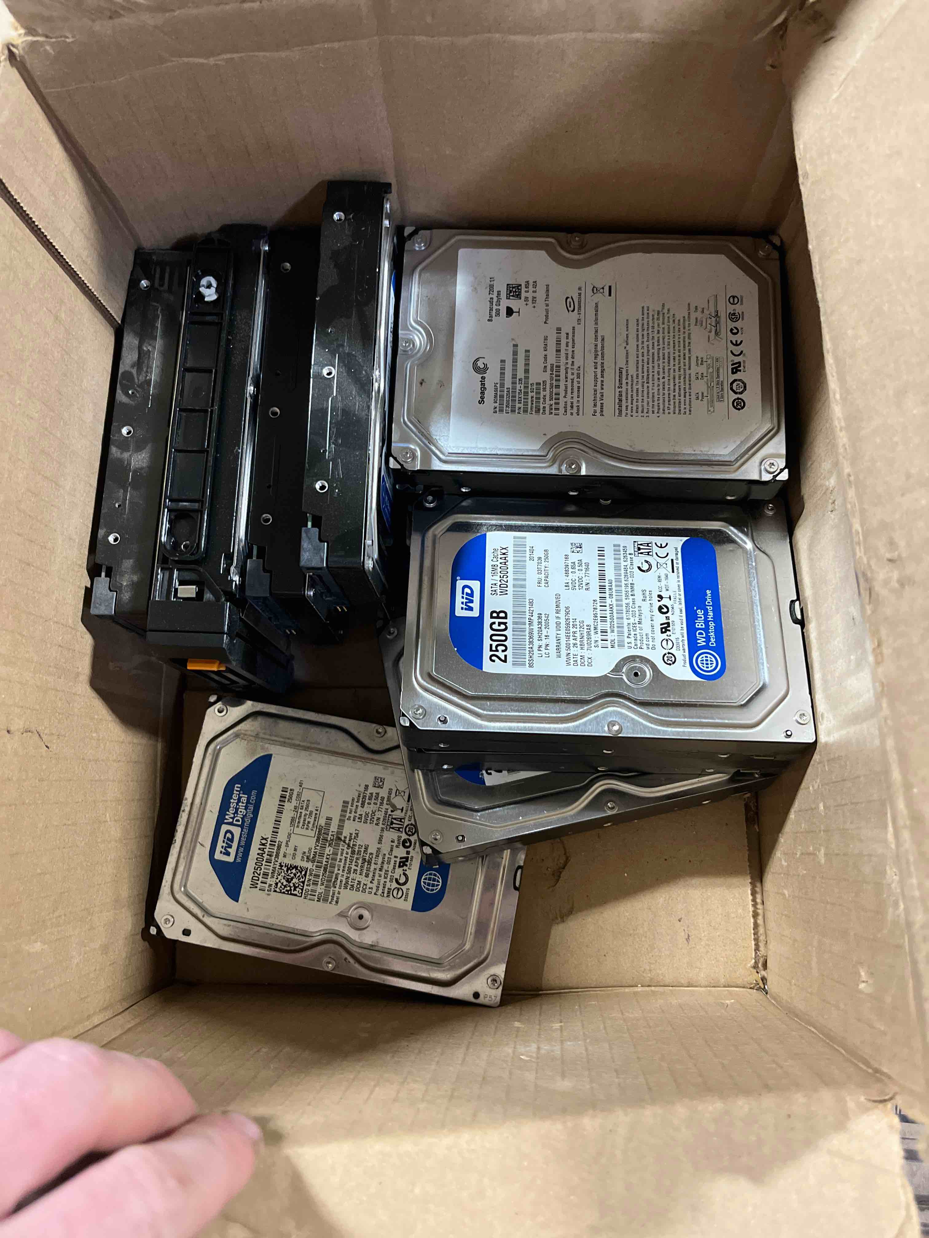 12 desktop drives pc - data drives 4*250 gigs, 4*500gb. 4*1tb,