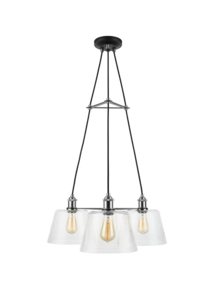 Sherman 3-Light Black Chandelier with Nickel Accents