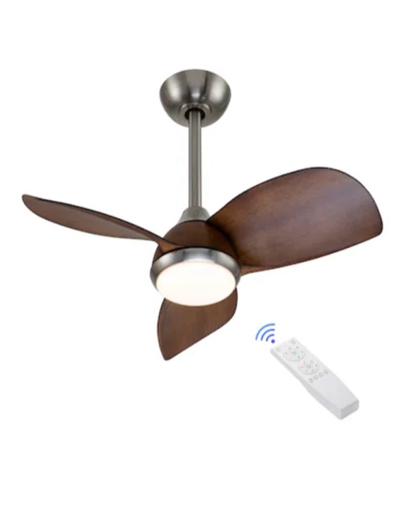Cattleya 28-in Color-Changing Integrated LED Woodgrain with Woodgrain Finish Blades Ceiling Fan 