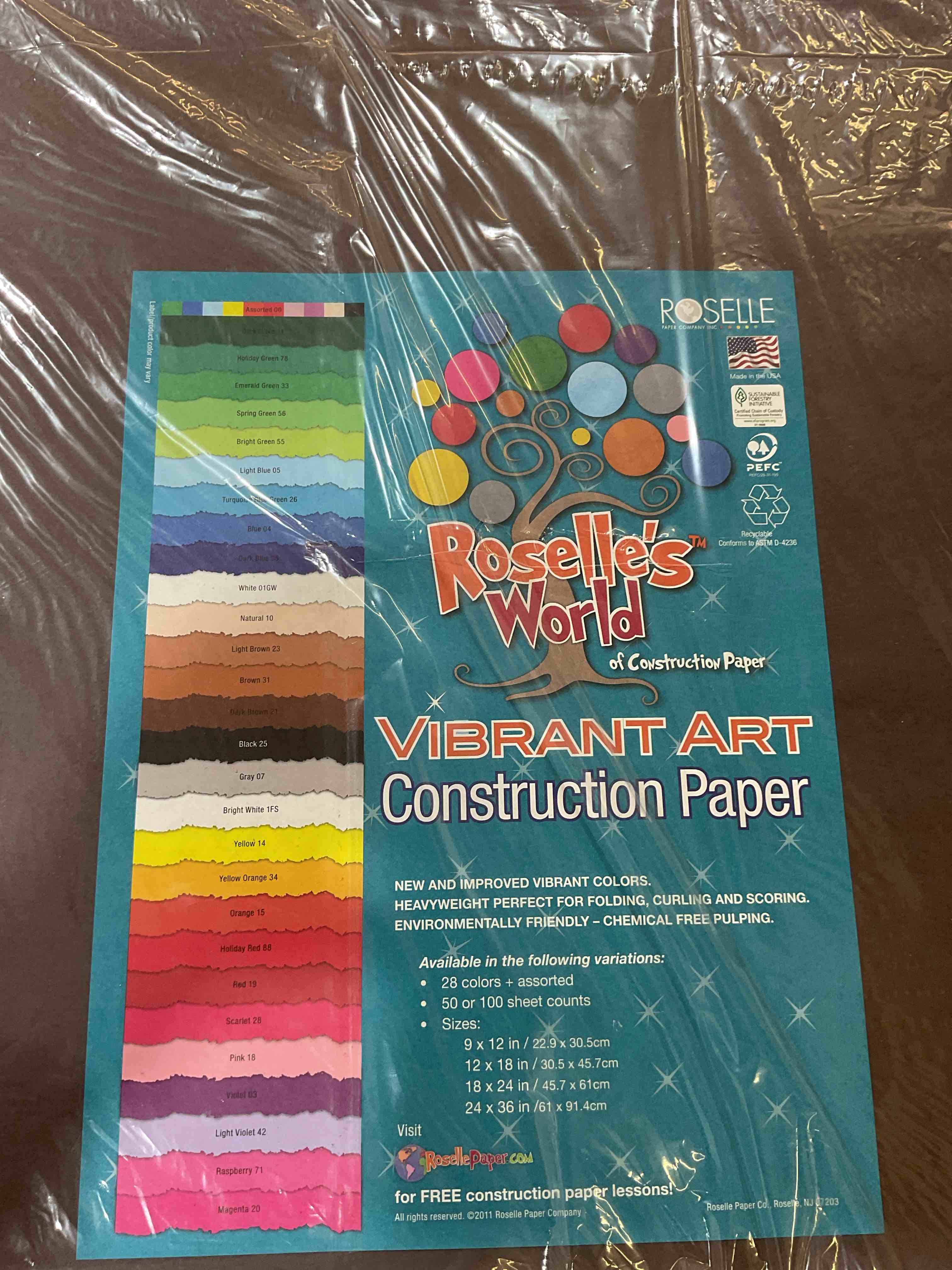 Roselle’s World Construction Paper 18”x24” 500 Sheets - Black