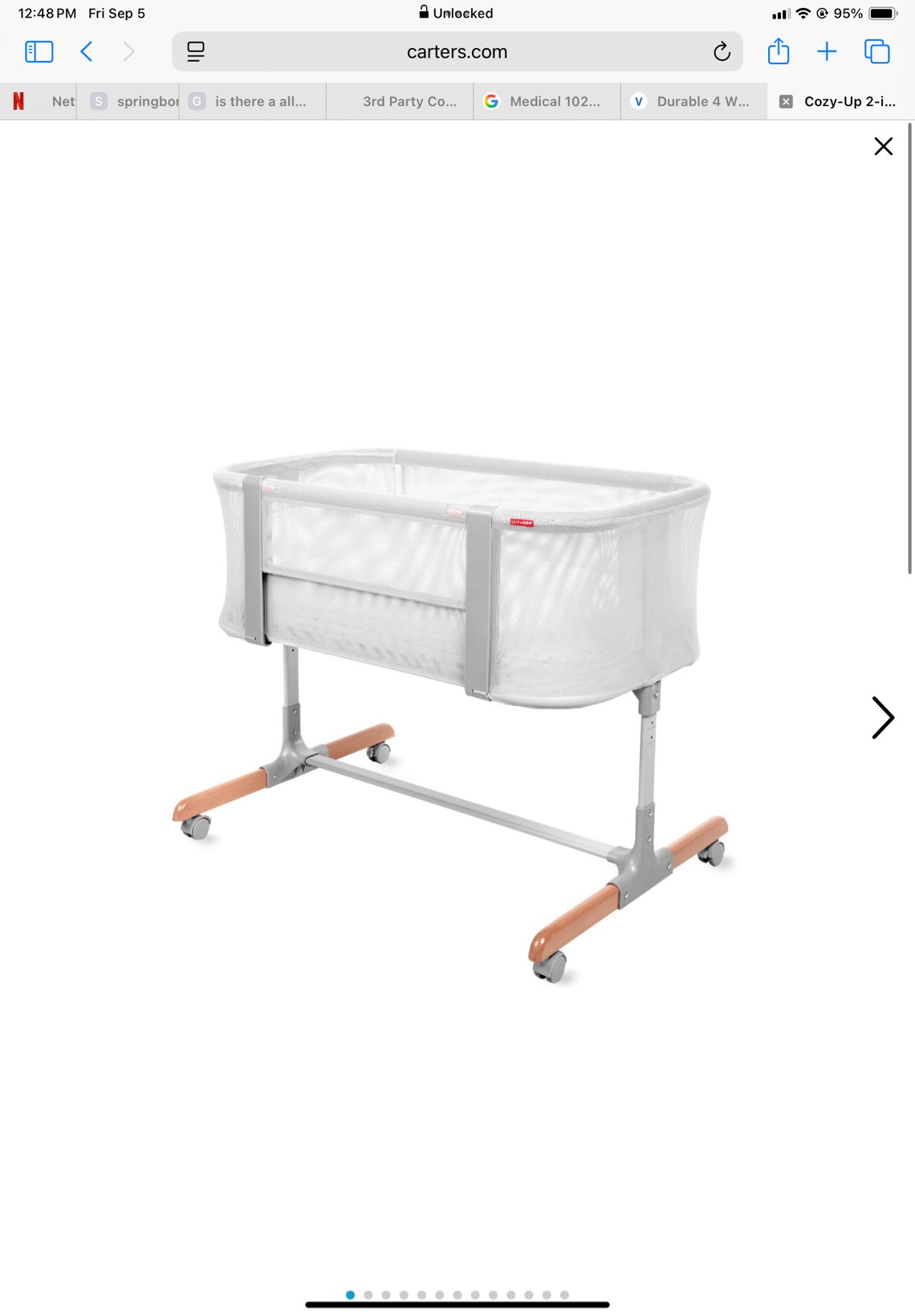 Skip Hop Baby Bassinet, Cozy Up 2-in-1 Bedside Sleeper & Bassinet, Grey