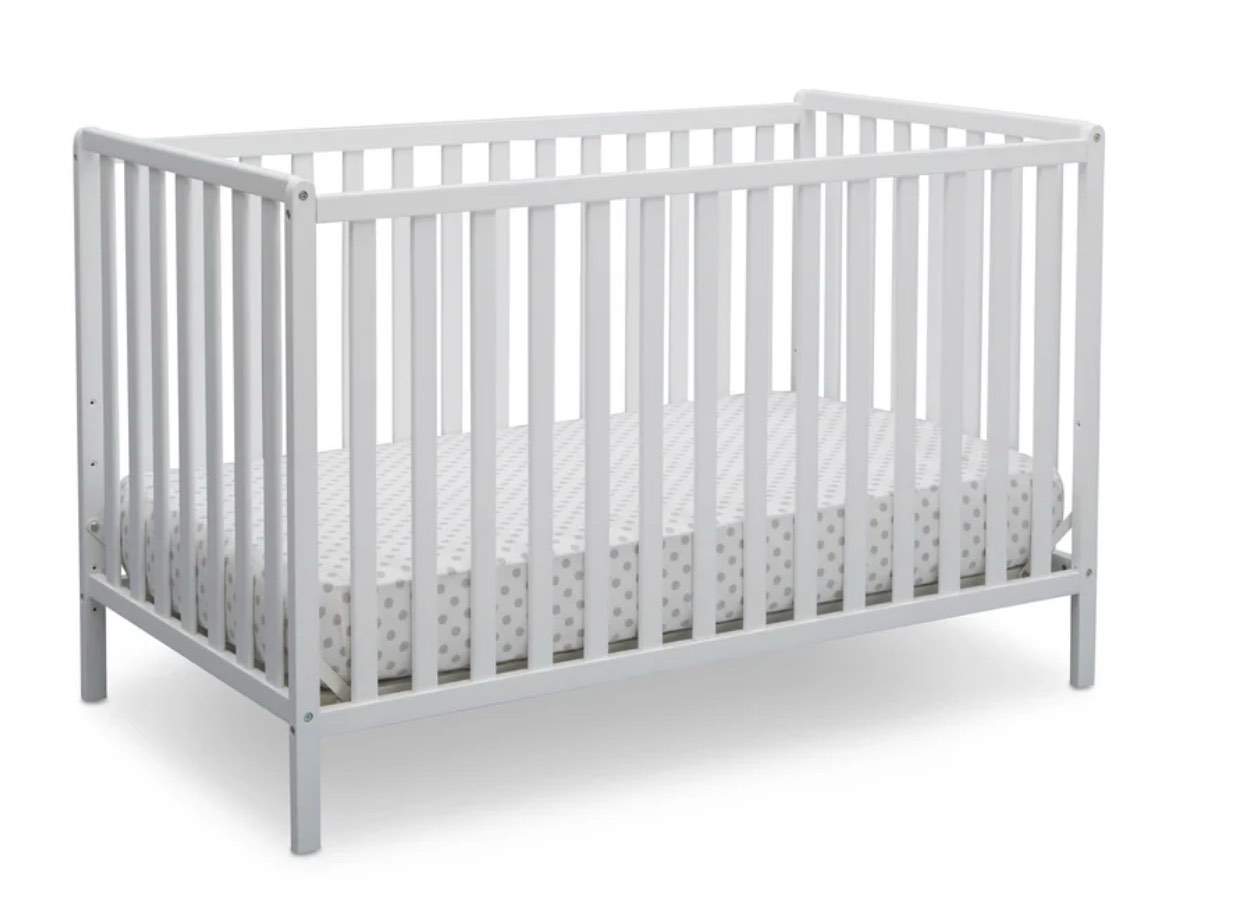 Delta Children Heartland 4-in-1 Convertible Crib - Greenguard Gold Certified, Bianca White