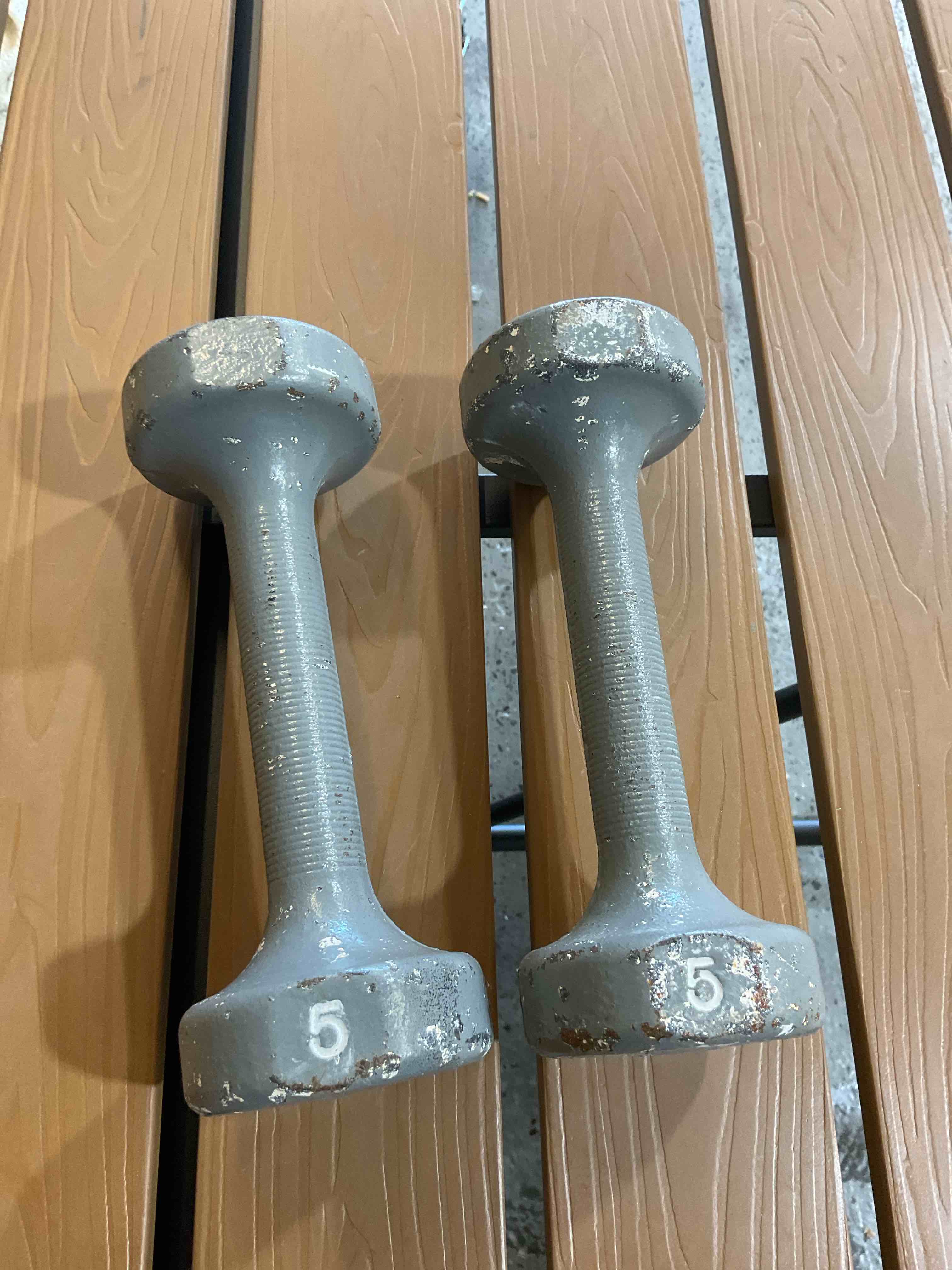 5 Pound Weights - Set of 2 - Grey Metal 