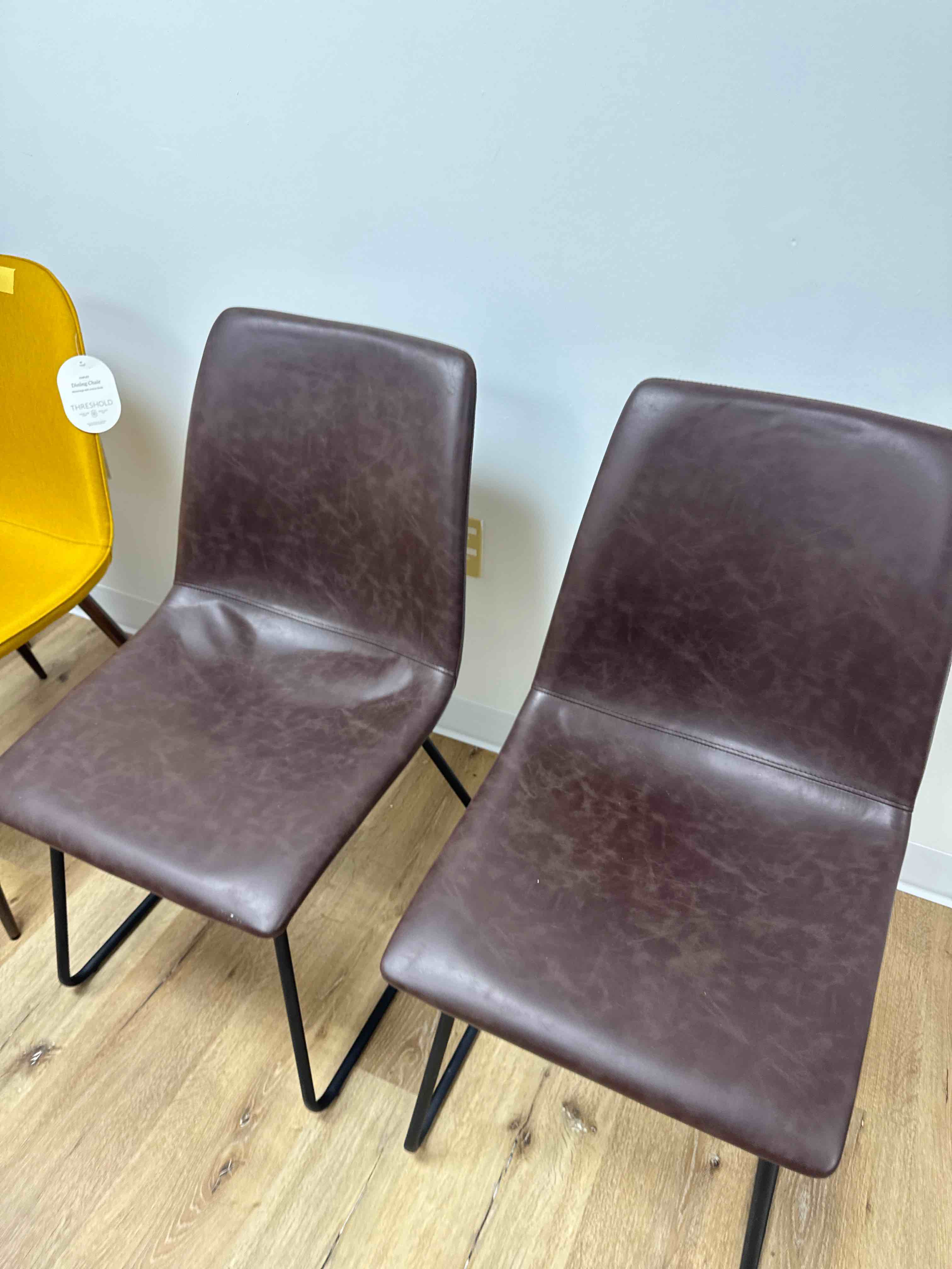 Set of 2 Laslo Modern Upholstered Faux Leather Dining Chairs - Saracina Home