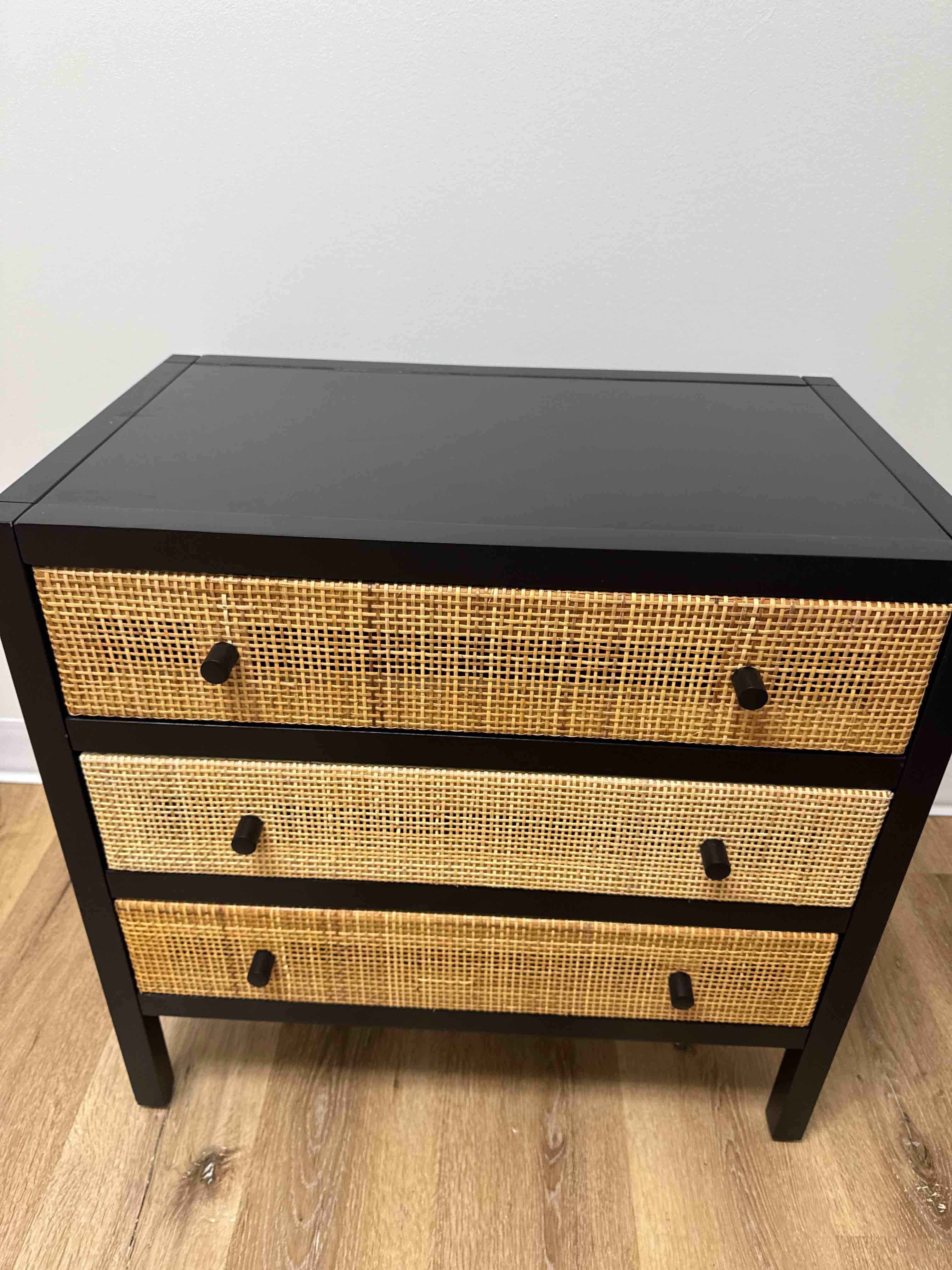 Target Night Stand - Black with 3 Wicker Drawers