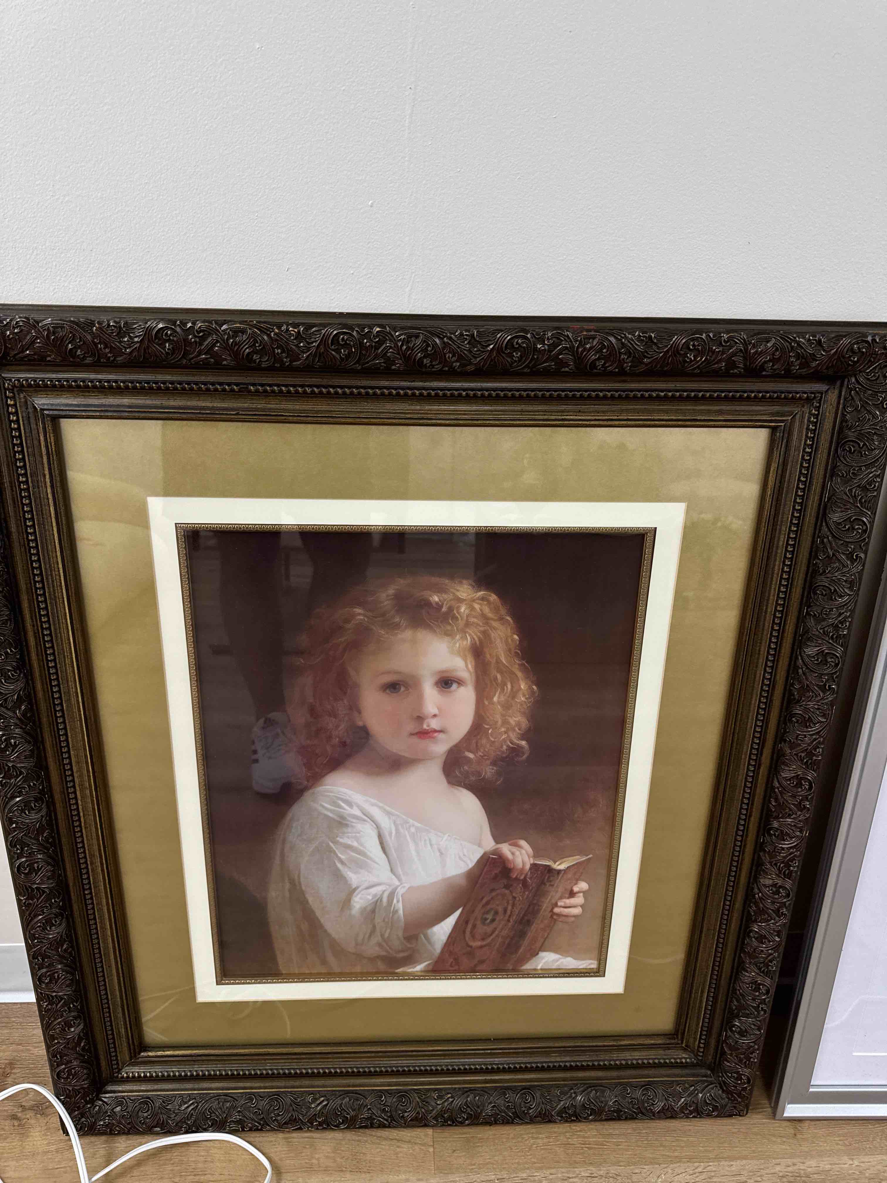 The Story Book, 1877 by William Adolphe Bouguereau Framed & Matted Print 32x37
