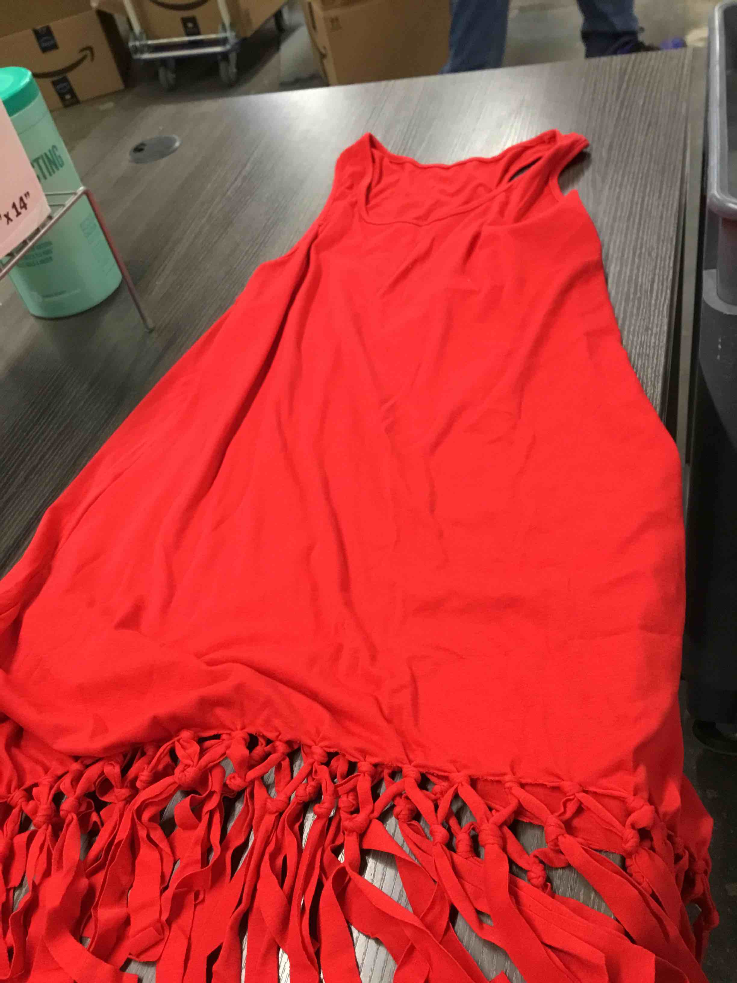 tie bottom tank dress RED X-Large 