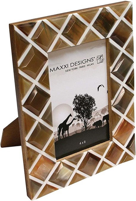 MAXXI DESIGNS SAFARI HORN AND WHITE RESIN PHOTO FRAME 4”X6”