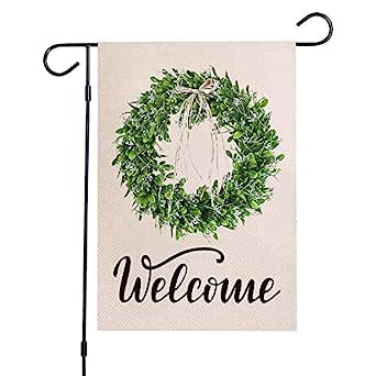 Cruis Cuka Welcome Garden Flags 12x18 Inch - UV Fade Resistant - Easy Installtion - Double Sided Burlap. Farmhouse garden flag for Thanking Giving Halloween Holiday and other holiday Decorations.