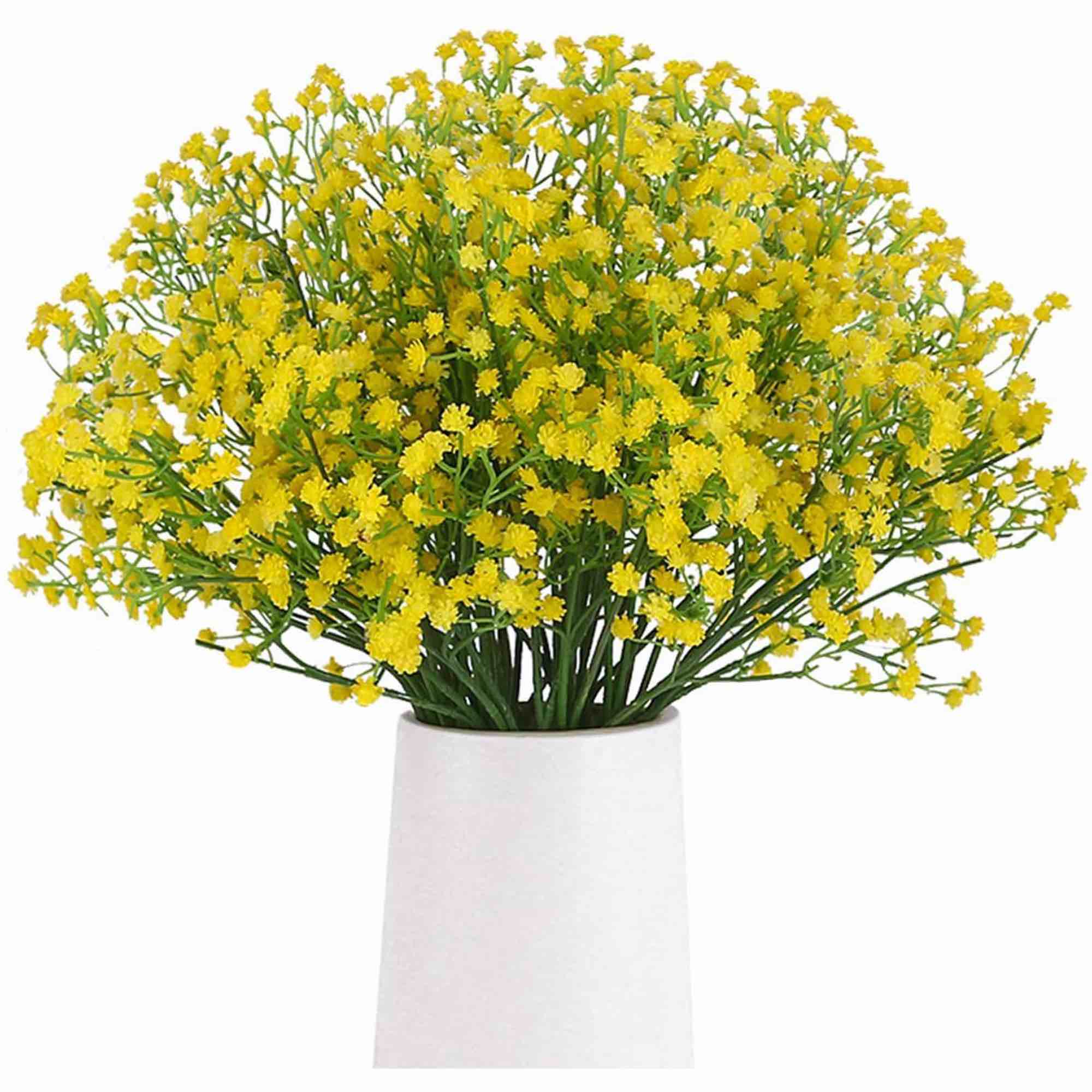 Vjayhgl 10pcs Baby Breath Artificial Flowers, Gypsophila Real Touch Flowers Fake Flowers Bouquets for Wedding Party DIY Wreath Floral Arrangement Home Decoration(Yellow)