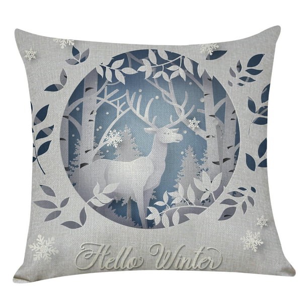 Cafl Deer Pillow Cover Deer Pillow Case Cover 18x18 Inch Set of 2 Square Linen Pillow Case Covers Cushion Case for Sofa Living Room Bedroom