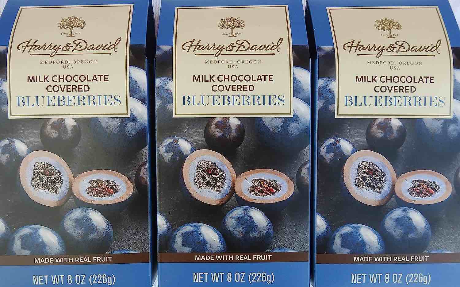 2 Packs Harry & David 8 Oz Milk Chocolate Covered Real Fruit Blueberries Bb 3-21