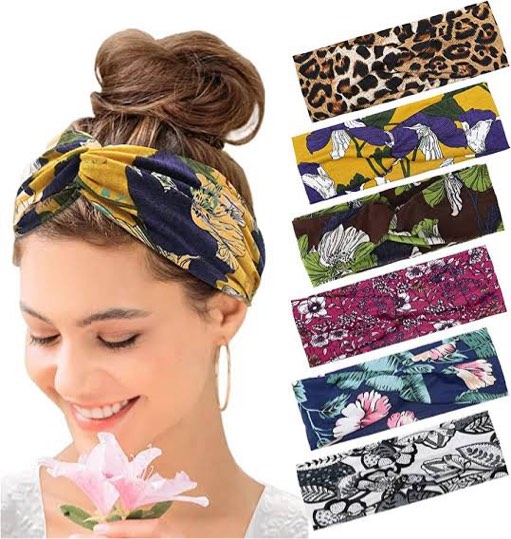 Women's Hair Bands Wide Elastic Soft 6 Pieces Summer Boho Headband Print Hair Accessories Yoga Sports Hairband Multicoloured Thin Headbands
