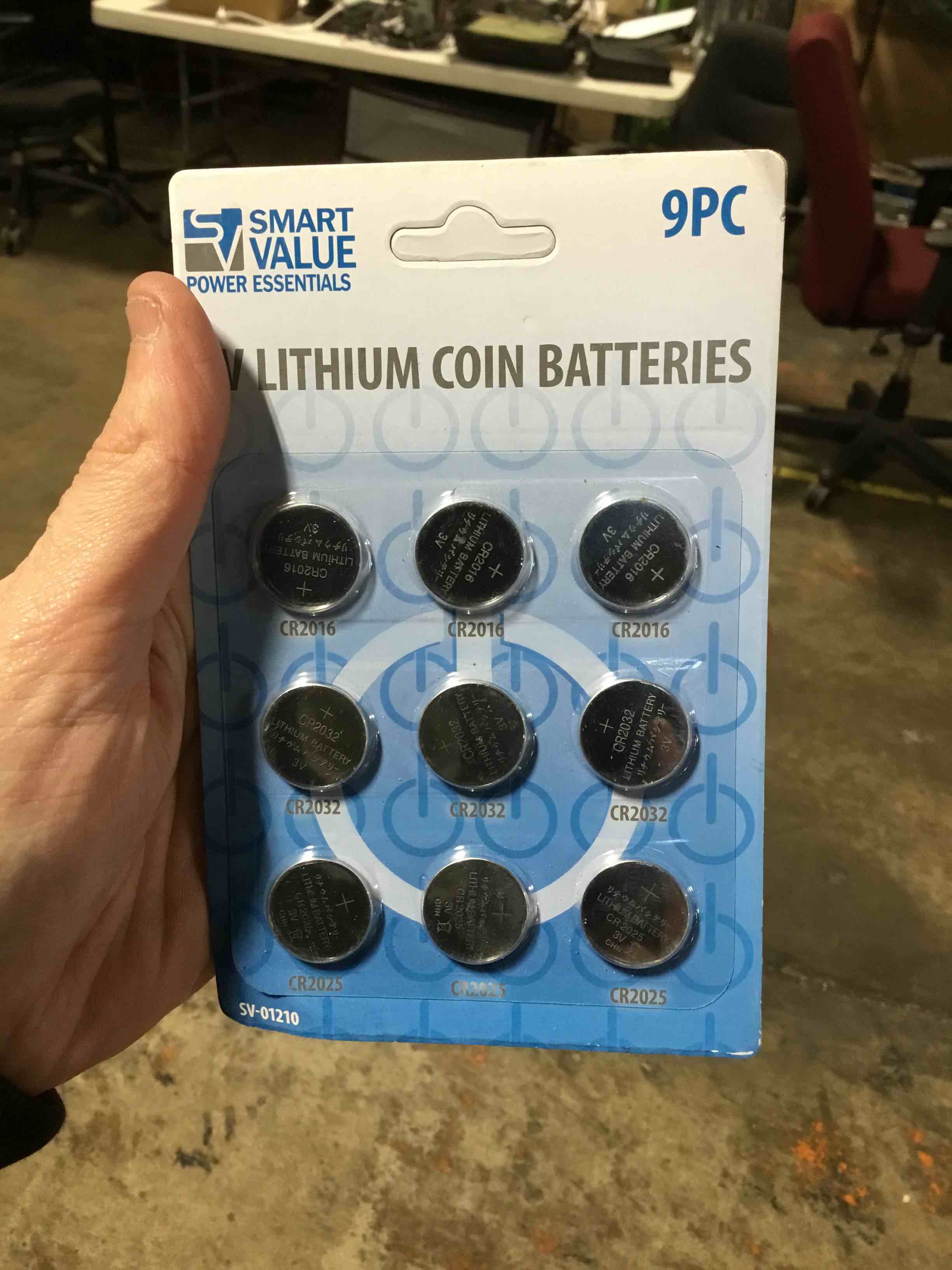 9PCs   3V LITHIUM COIN BATTERIES 3xCR2016 3xCR2032 3xCR2025
