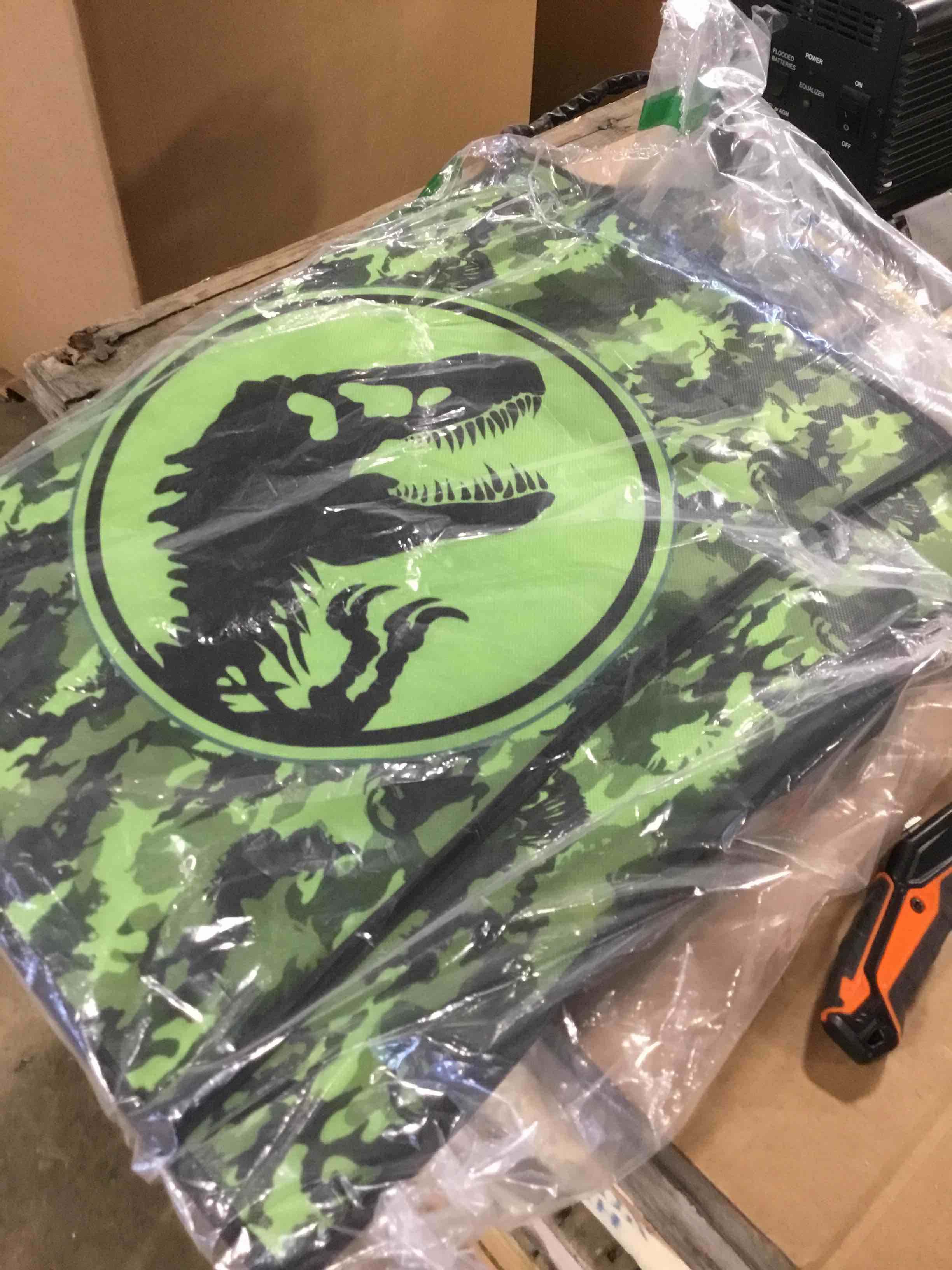 Green camouflage Jurassic Park toy box