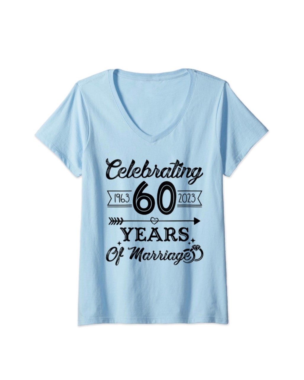Womens Celebrating 60 Years Of Marriage 1963 60th Anniversary Funny V-Neck T-Shirt