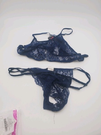 AVIDLOVE Plus Size Lingerie Set Women High Waist Lace Bra Navy Blue
