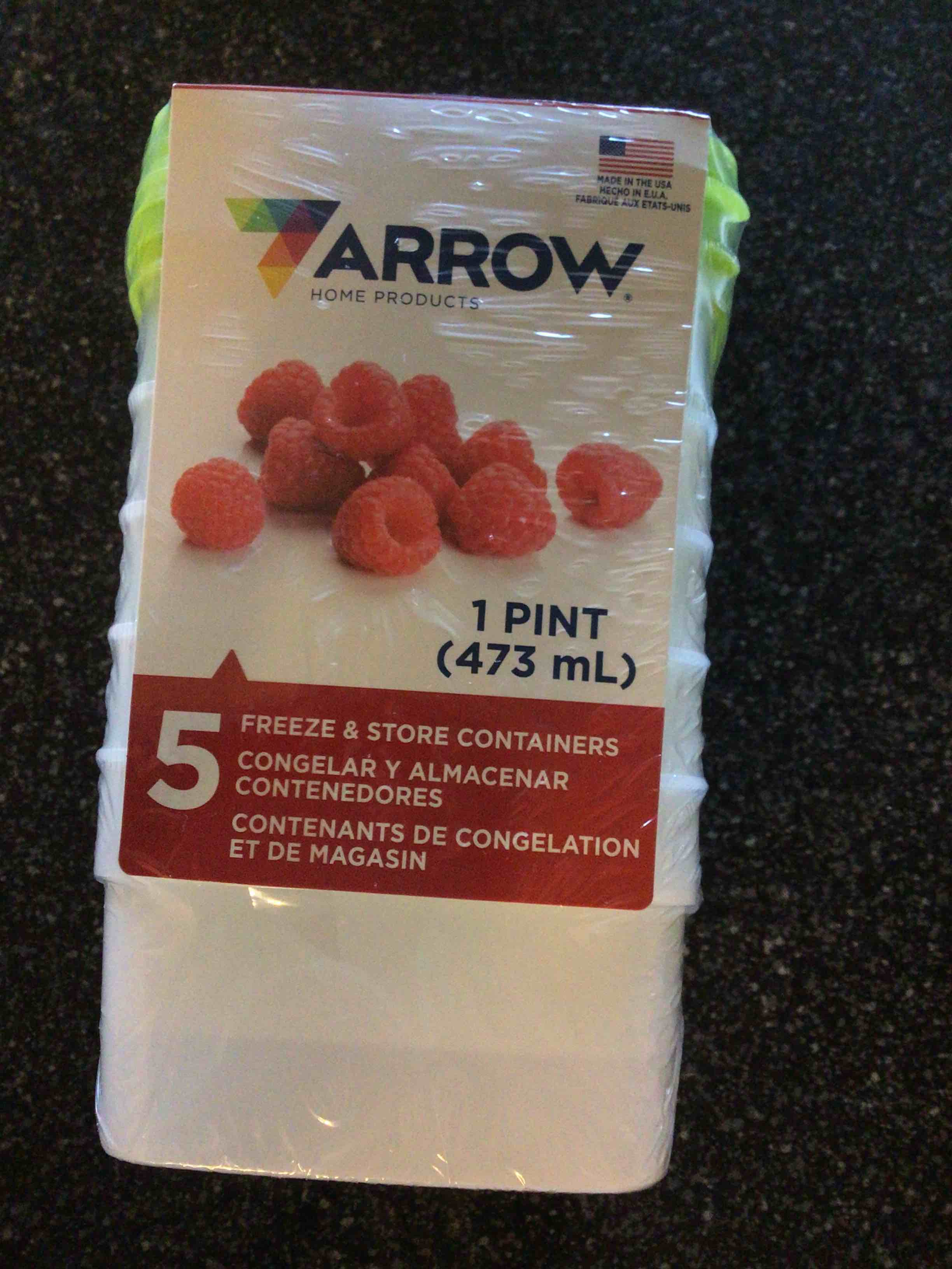 Arrow Home Products - 5 Freeze & Store Containers - 1 pint 