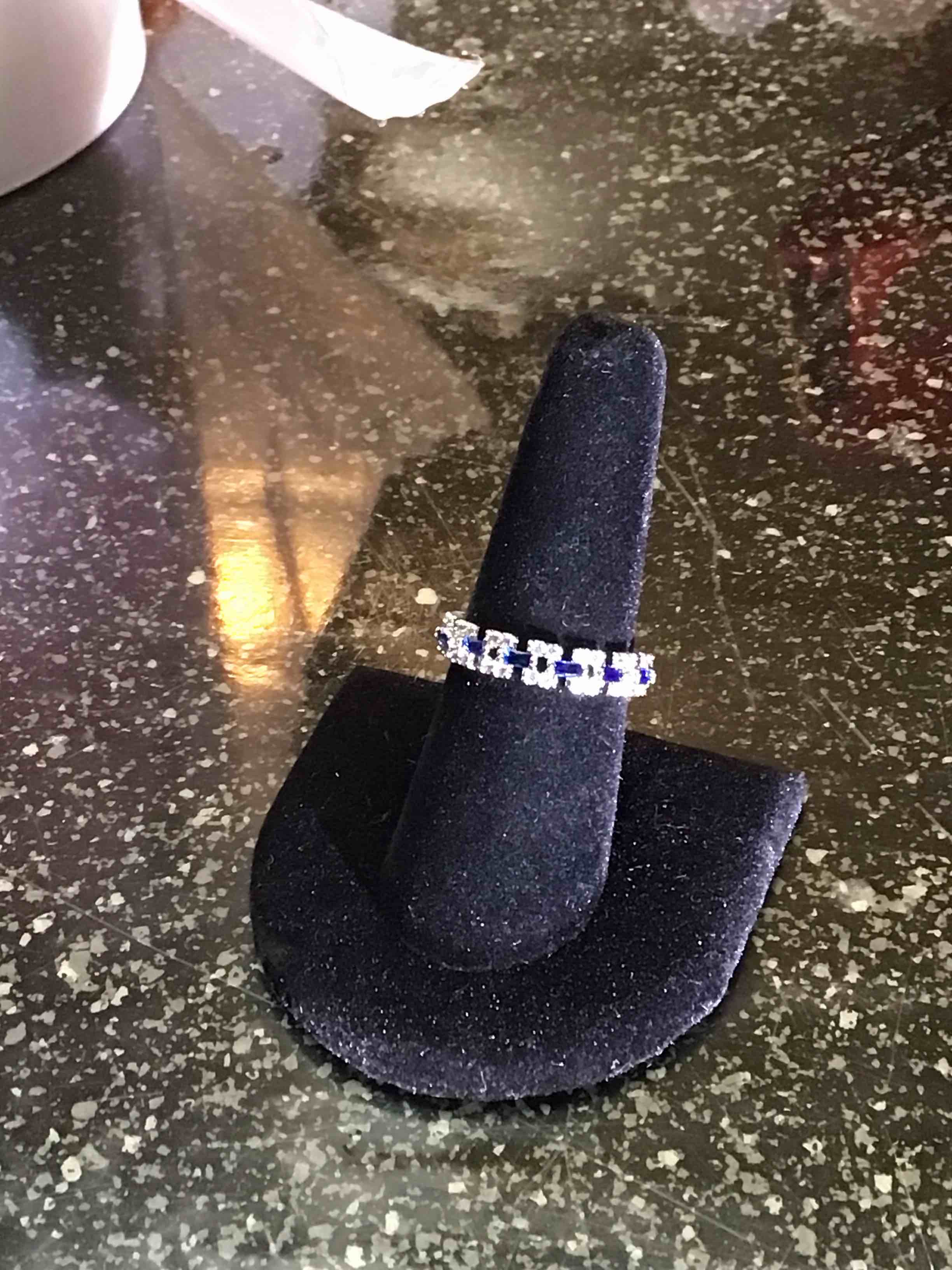 Beautiful - 925 Silver Plated - Blue/White Sapphire Ring - size - 8 