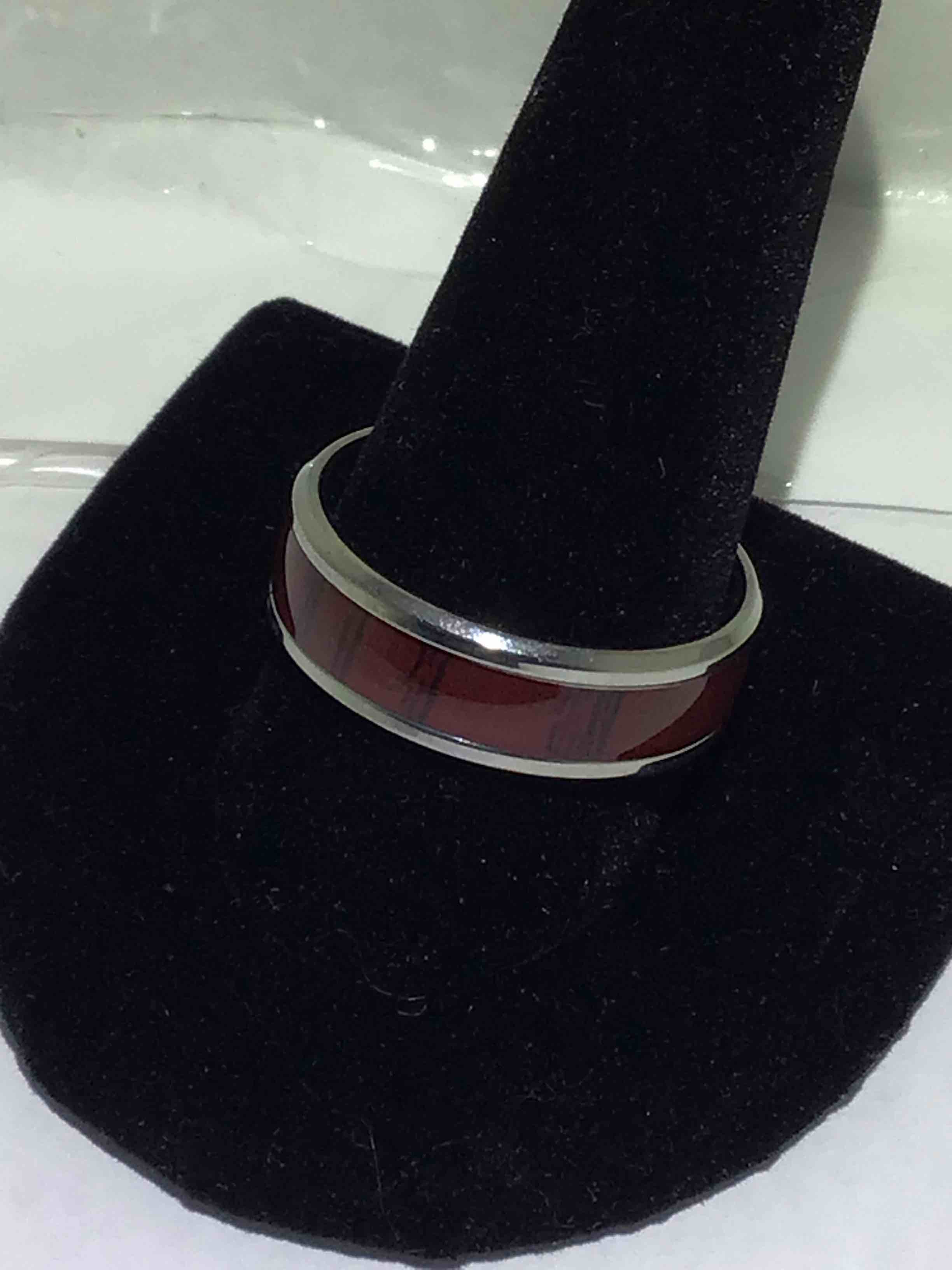 Men’s - 925 Silver Plated - Wood Grain Look Ring - size - 11 