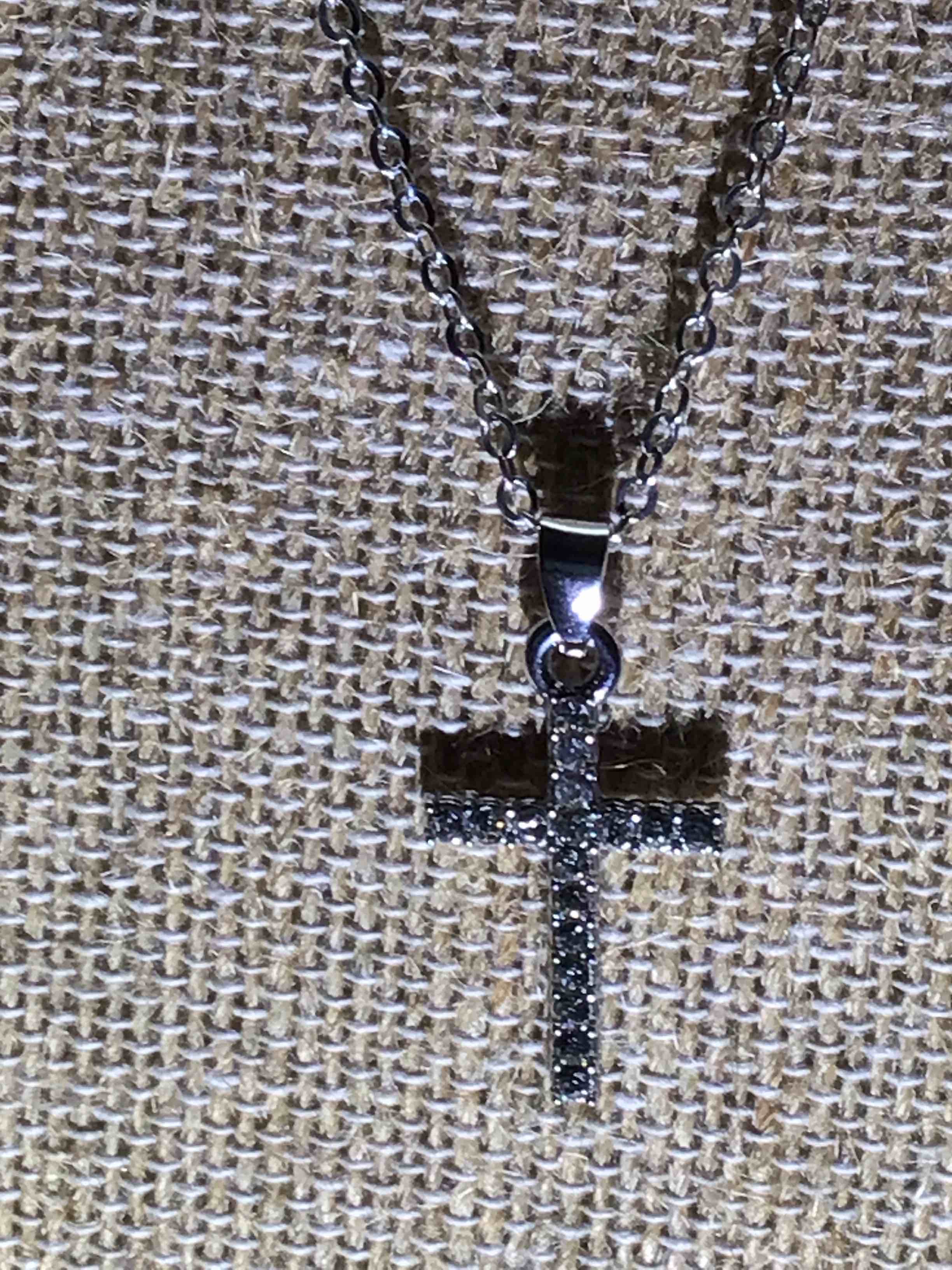 Beautiful - 925 Silver Plated - Sapphire - Cross - Necklace 