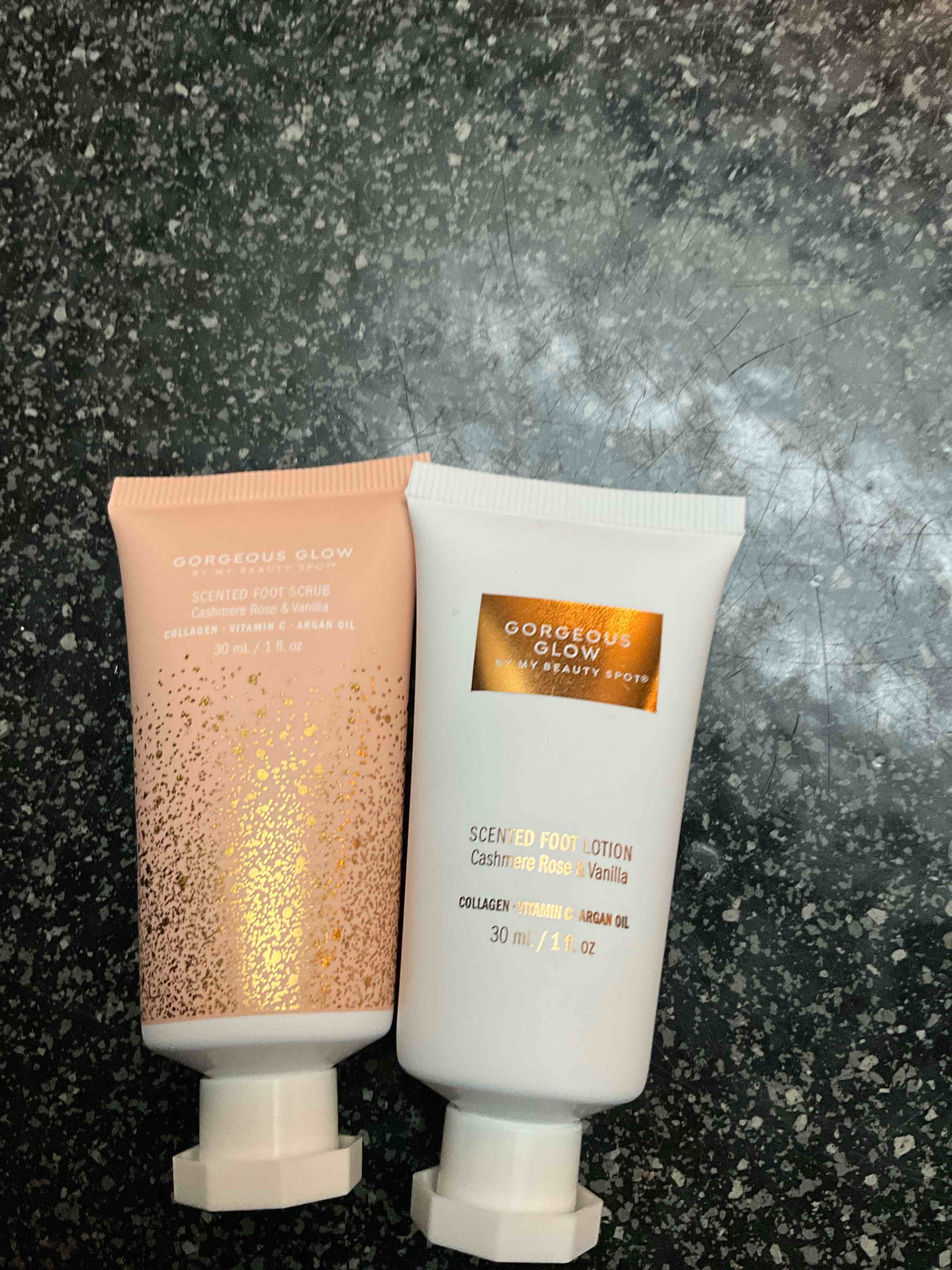 Gorgeous Glow - by My Beauty Spots - Scented Foot Scrub/Scented Foot Lotion - cashmere rose & vanilla