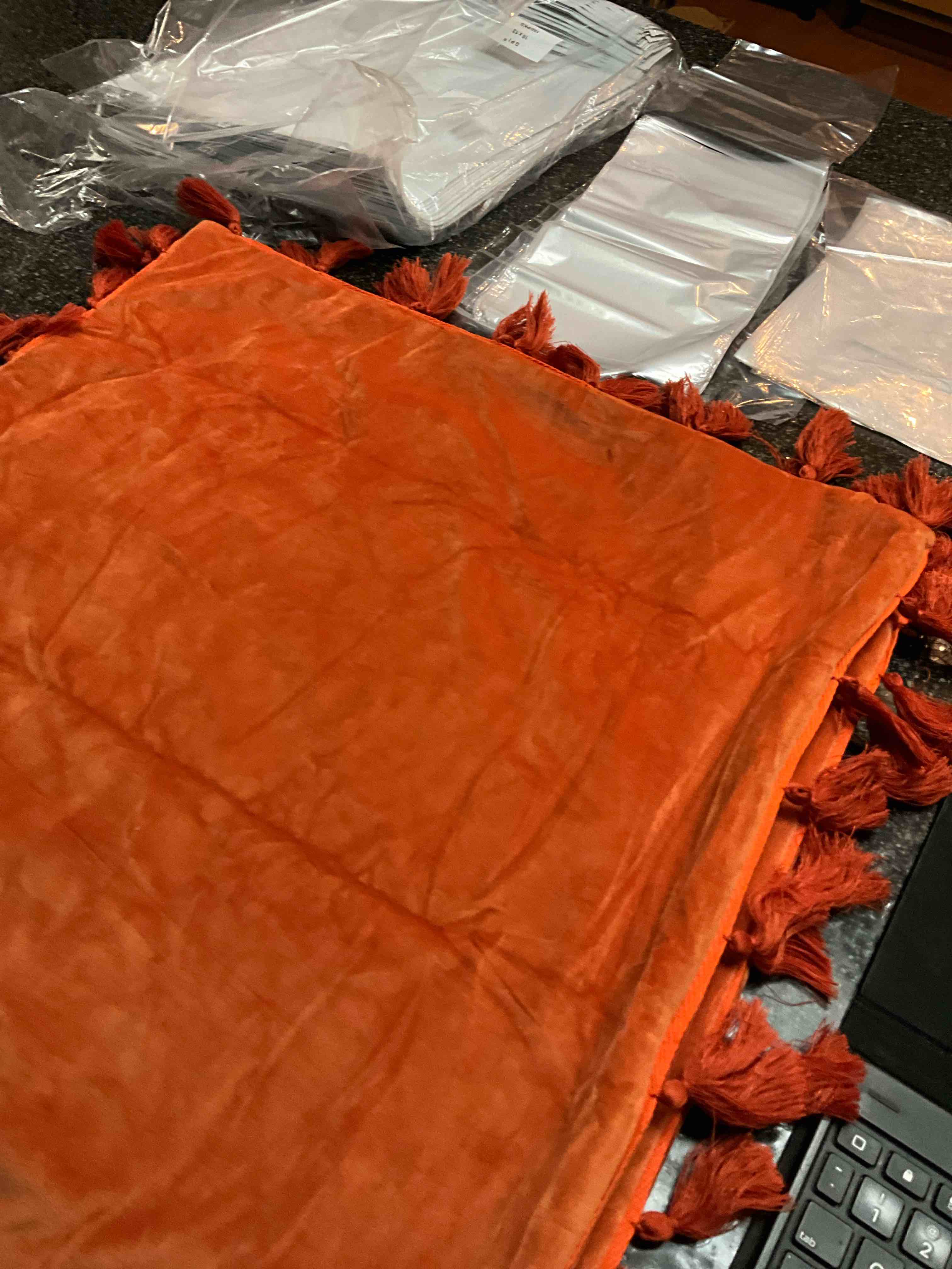 GIGIZAZA Burnt Orange Decorative Throw Pillow Covers, 18x18 Velvet Ruffle Cushion Pillow Covers for Sofa Couch Set of 2