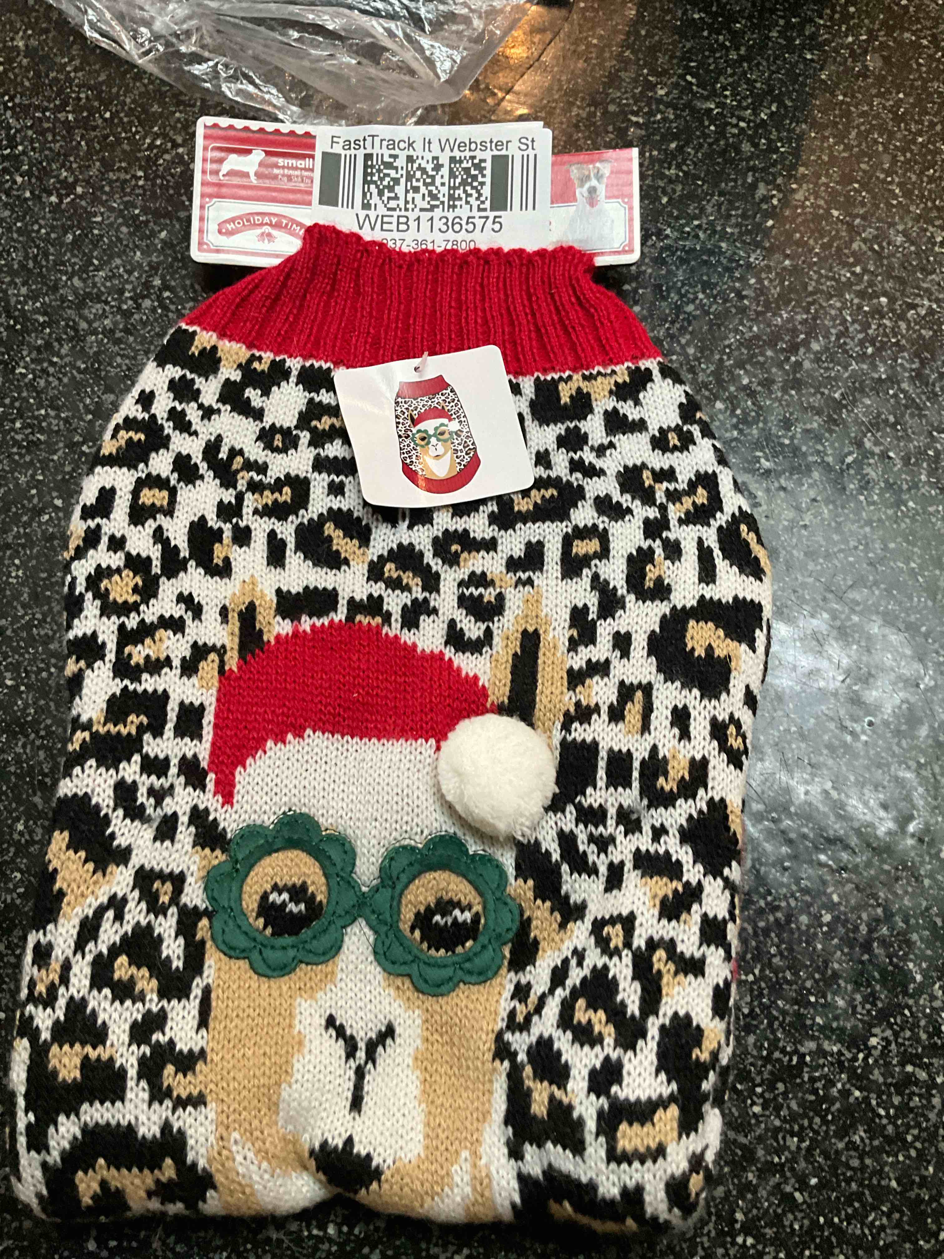 Llama Holiday Dog Sweater Small 13" Back Length