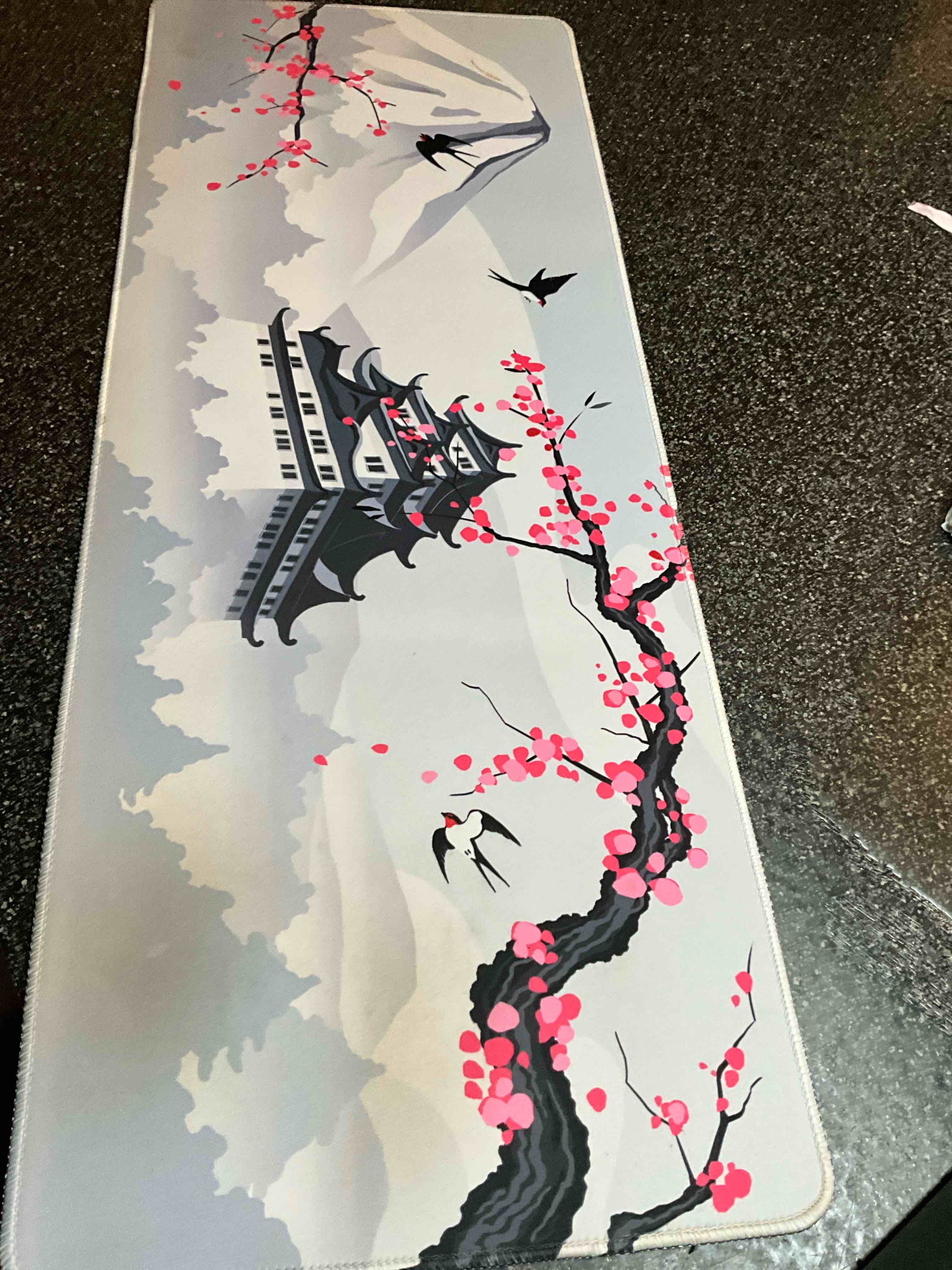 Watercolor Cherry Blossom Large Gaming Mouse Pad,Mouse Pad Gaming 31.5 x 11.8 in Mouse Mat Desk Pad,Large Desk Mat,Extended Keyboard Mousepad with Non-Slip Base and Stitched Edge for Desk Home Office