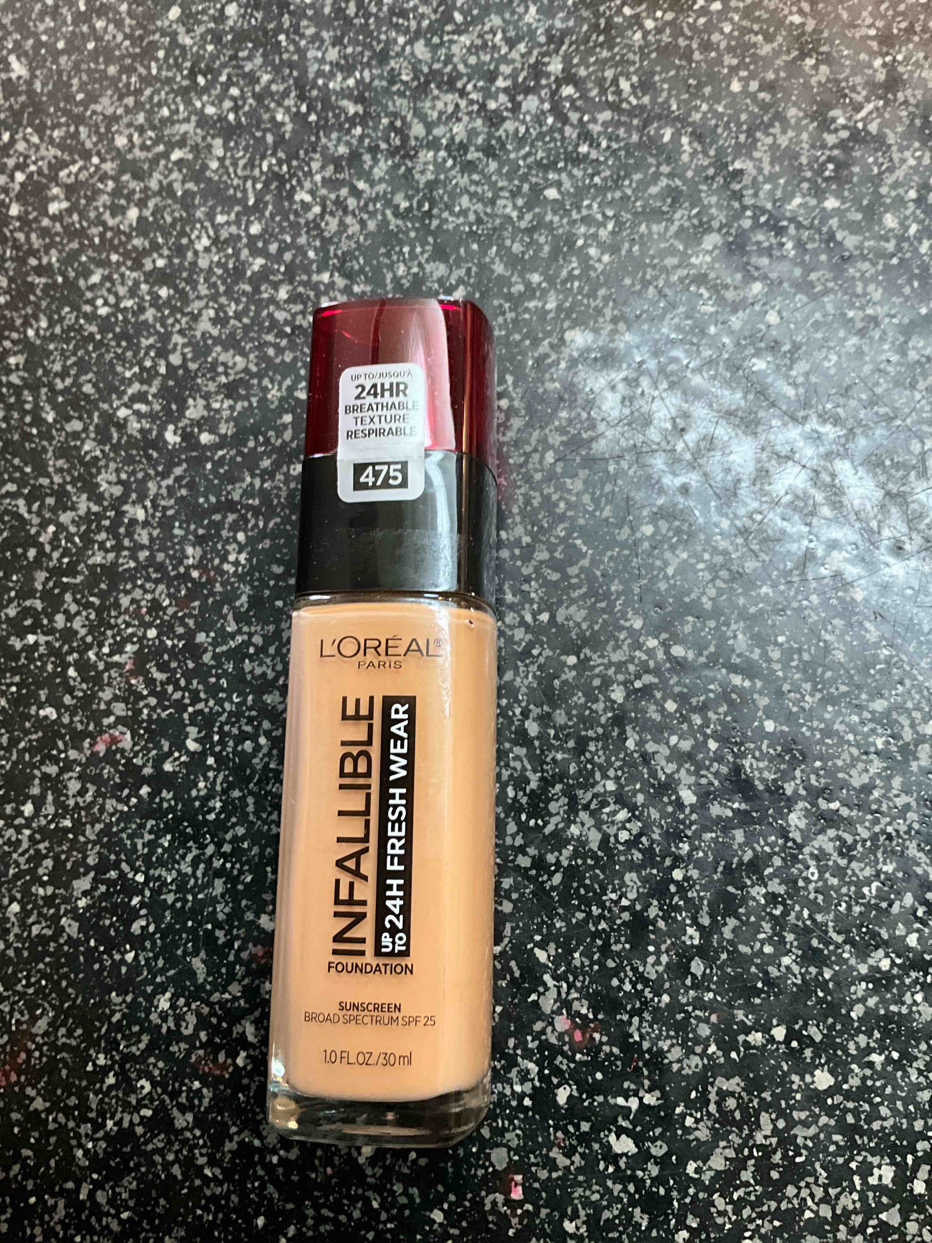 L'Oreal Paris Makeup Infallible Up to 32 Hour Fresh Wear Lightweight Foundation, 475 Sun Beige, 1 Fl Oz, Packaging May Vary