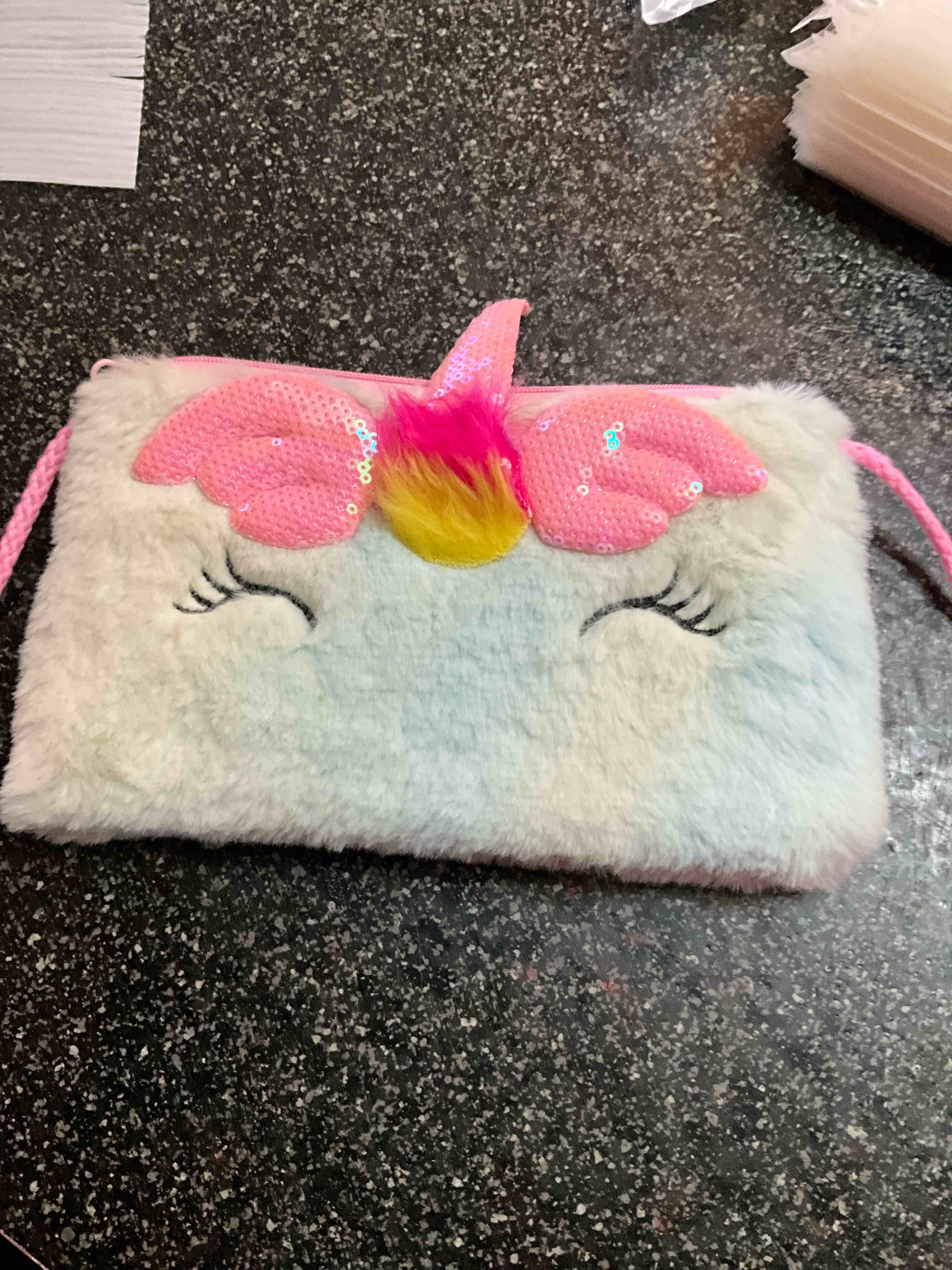 Multi - Colored Zip Top Unicorn Purse 