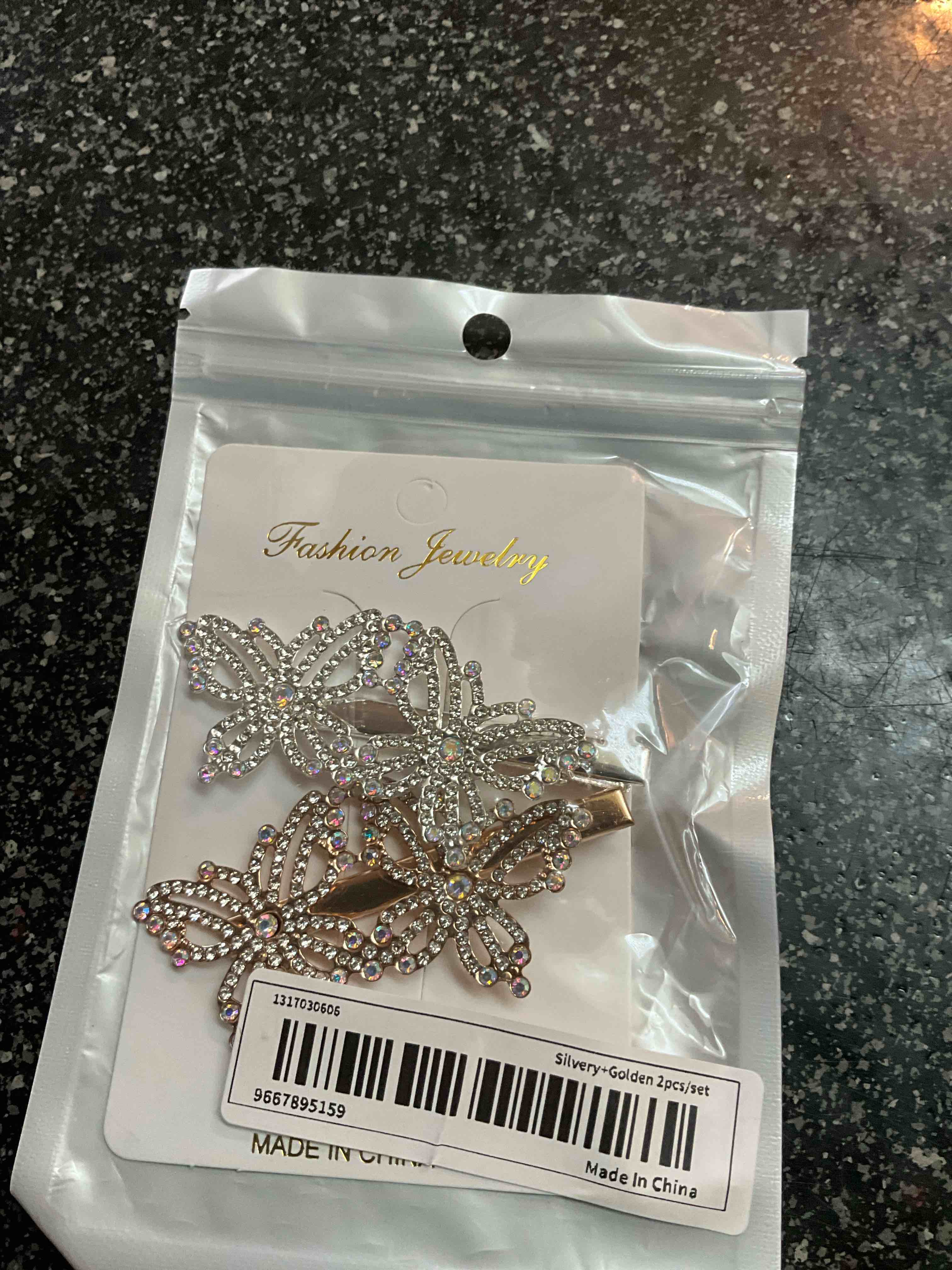 Gold/Silver Jeweled Hair Barretts 
