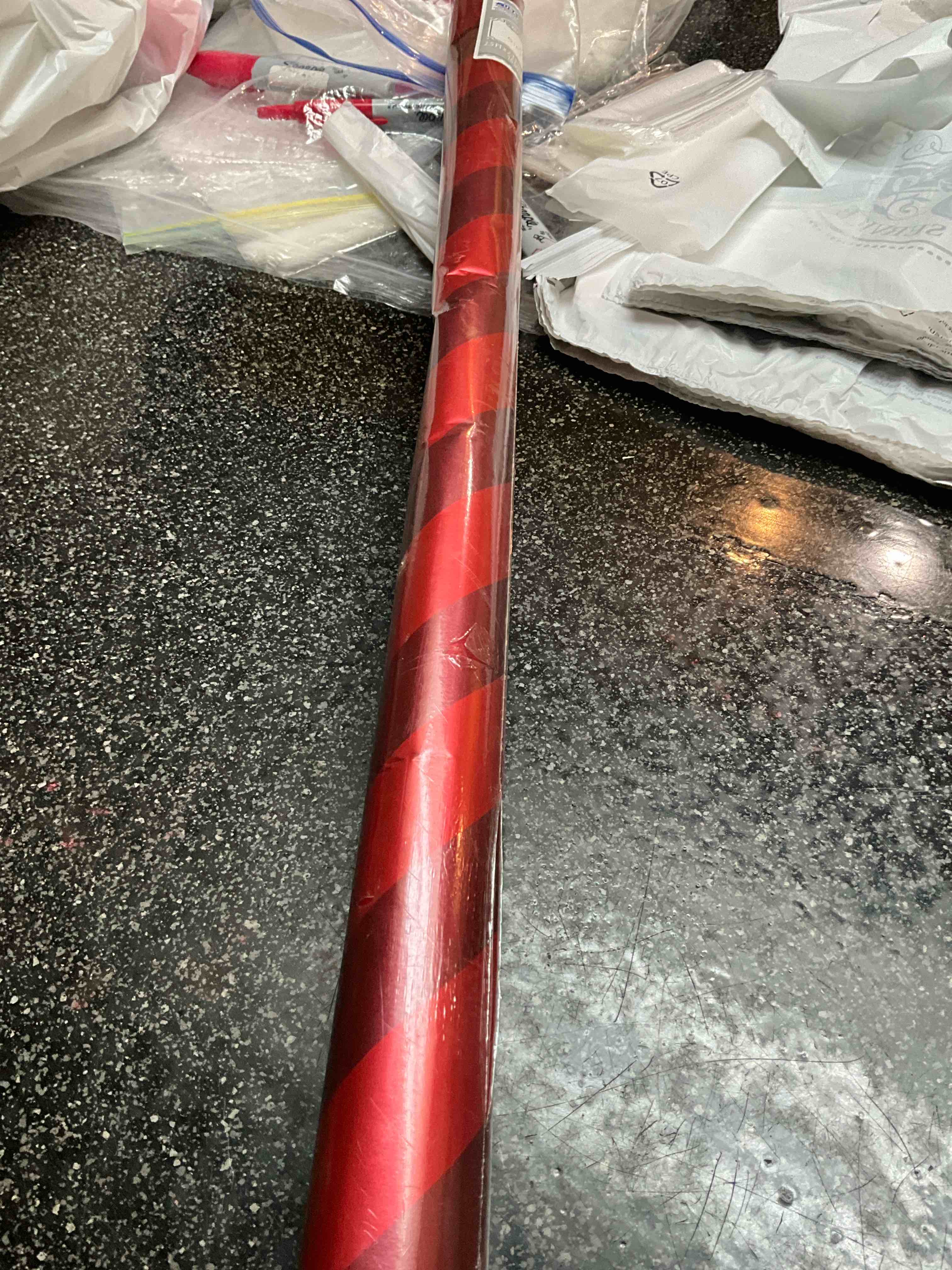 Foil Gift Wrap - 2.5ft X 2.13yards - Red Striped 