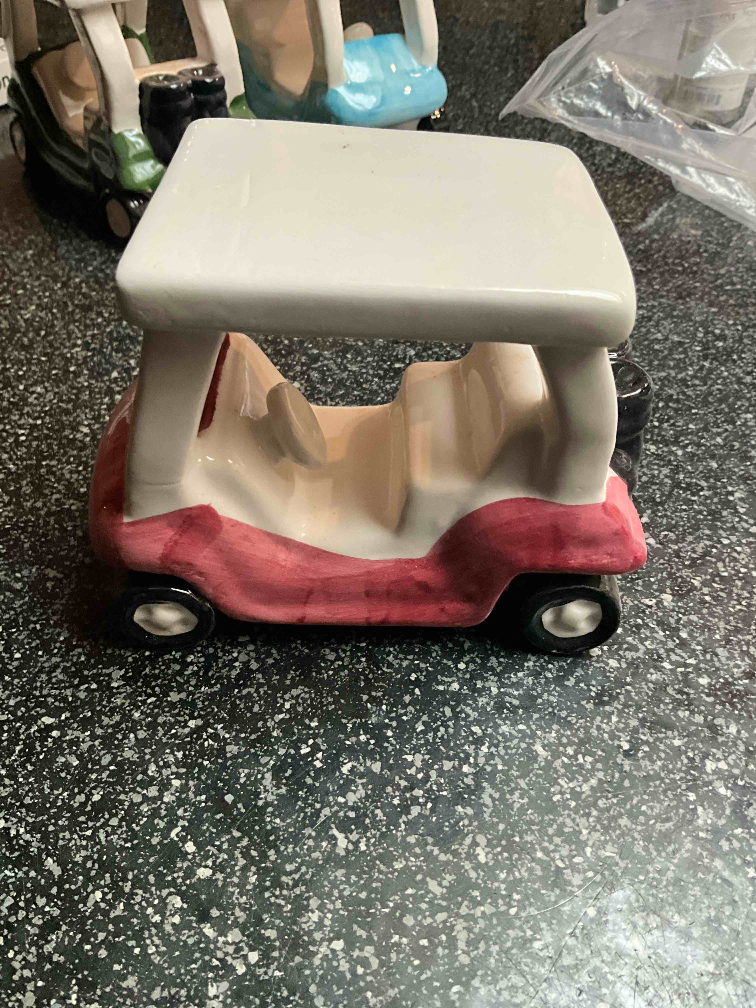 Ceramic Red Golf Cart 