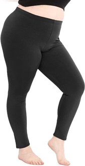 SATINA Womens High Waisted Leggings Pants Leggings - Tummy Control & Compression Waistband, Black- Plus Size - with Pockets 