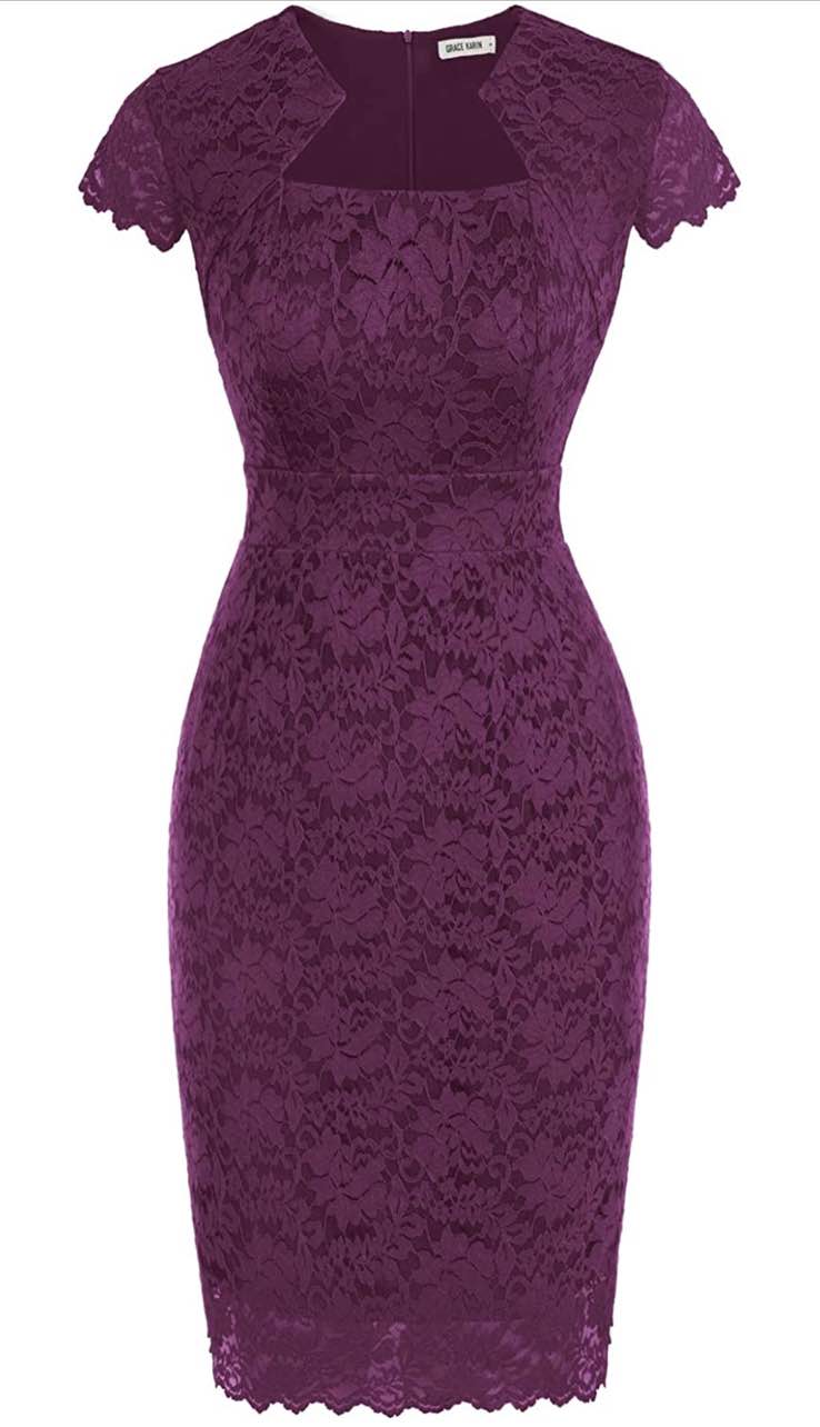 GRACE KARIN Vintage Floral Cocktail Dress Cap Sleeve Retro Vintage Pencil Dress