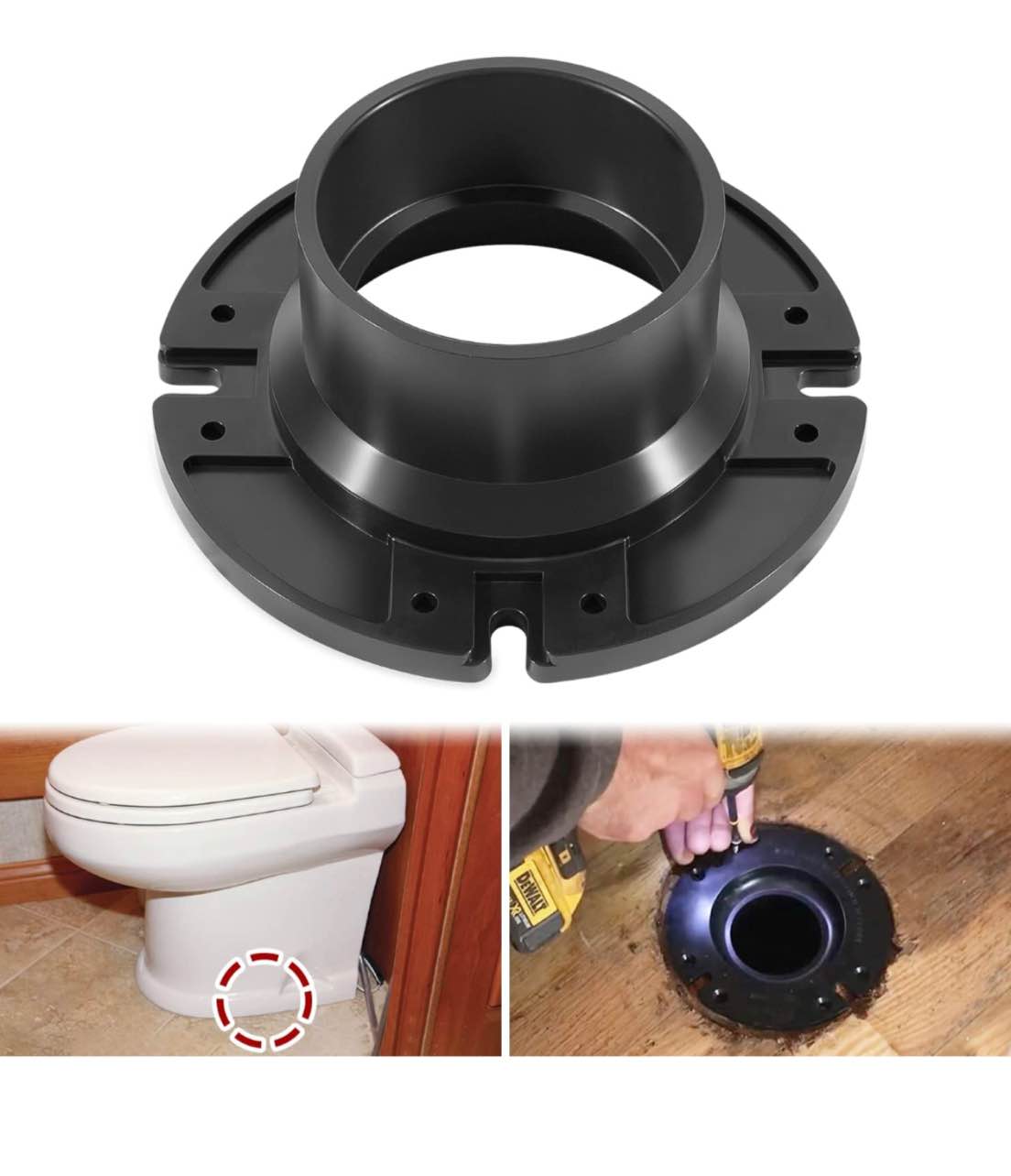 Bzumperyz 385345892 Socket Floor Flange 3” for Dometic Sealand Gravity Discharge Drain Toilets Airstream Trailers for RV Closet Flanges